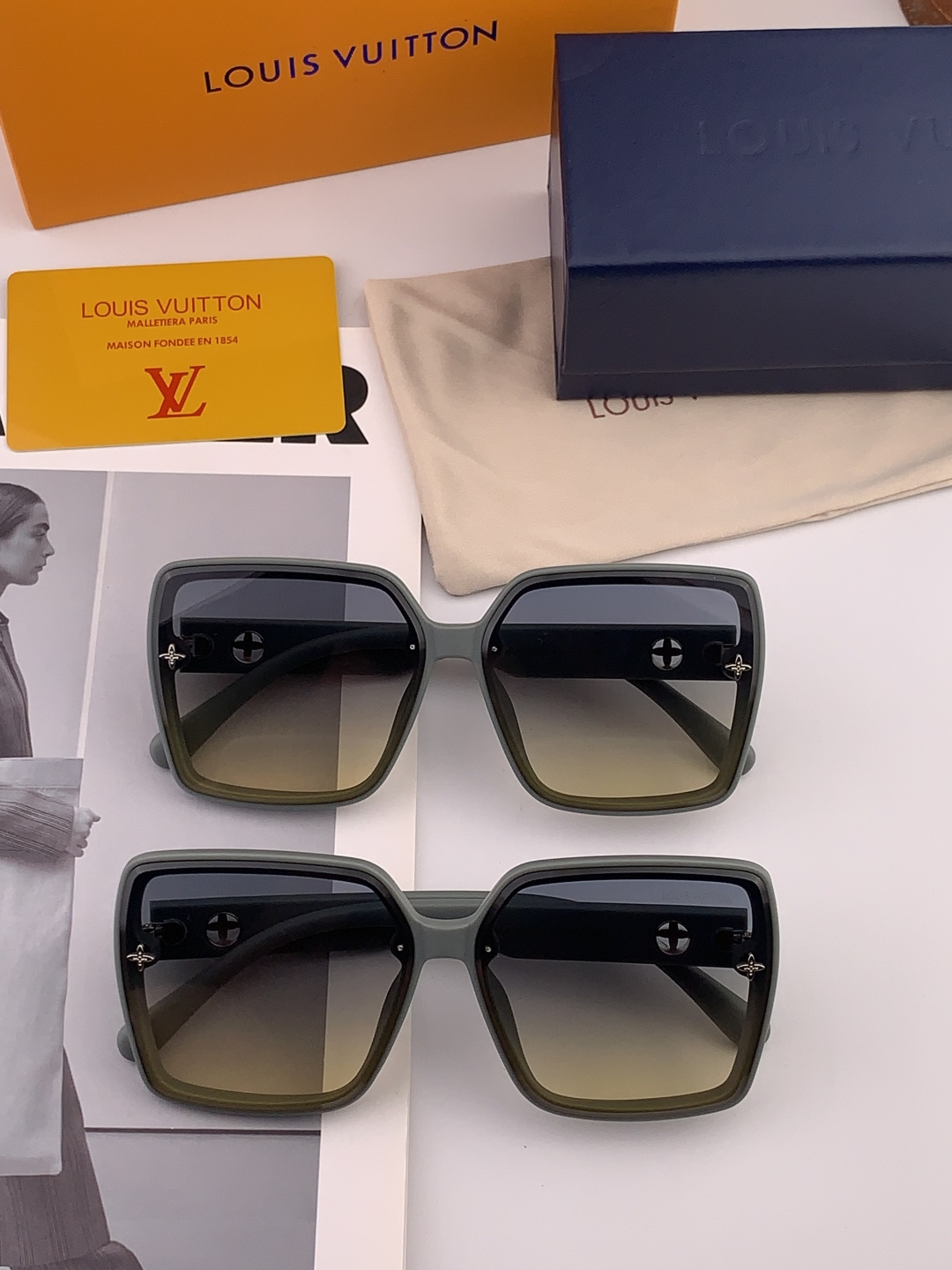 【TR偏光系列】lv大框太阳镜墨镜经典的方框设计，不挑脸型，无论搭配大衣还是连衣裙都非常显气质偏光镜片预