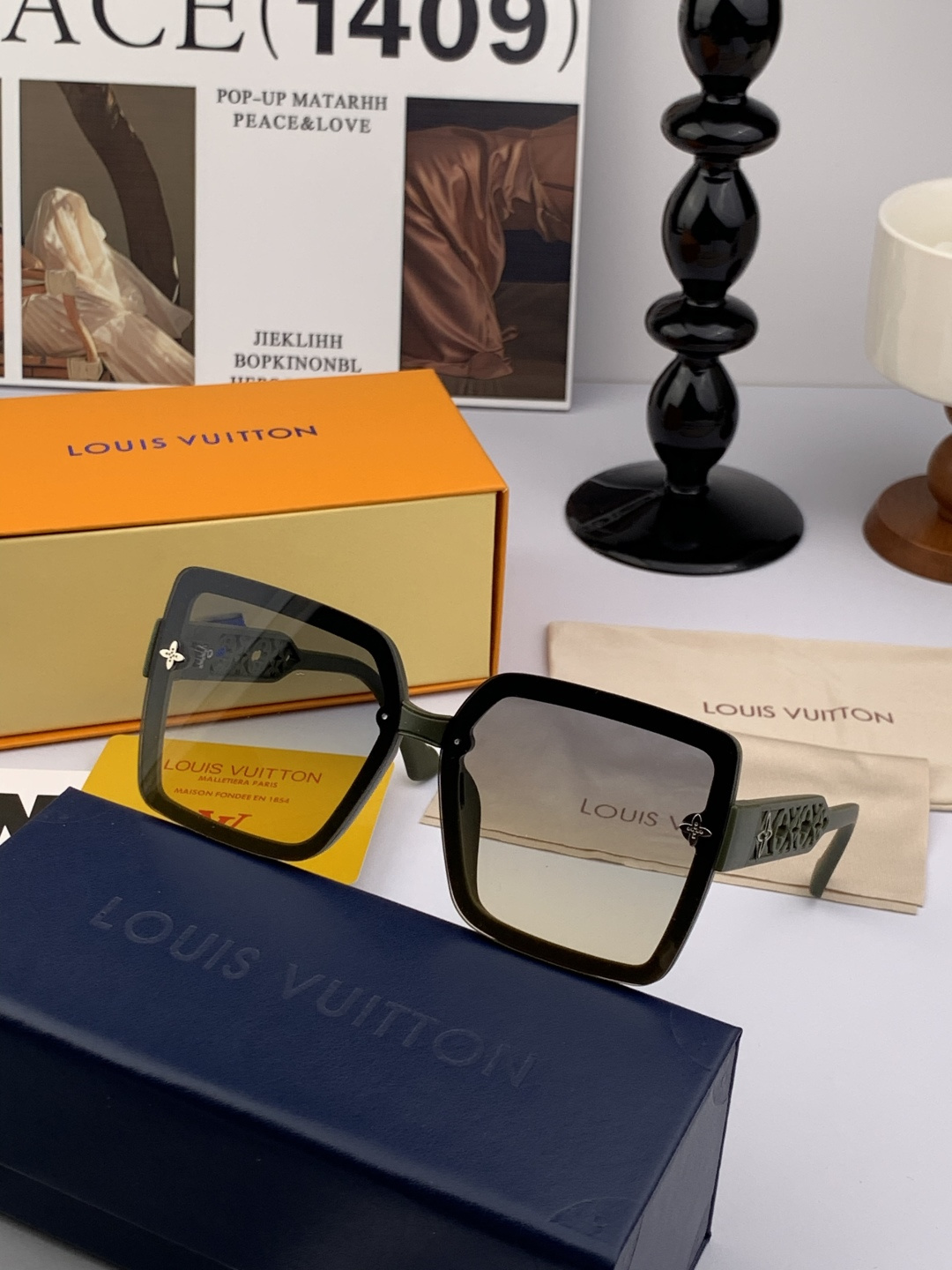 LV 太阳镜潮品官网模特同款 [玫瑰][玫瑰]四叶草🍀精致个性设计简约时尚 高品质值得拥有绝对潮爆整个夏