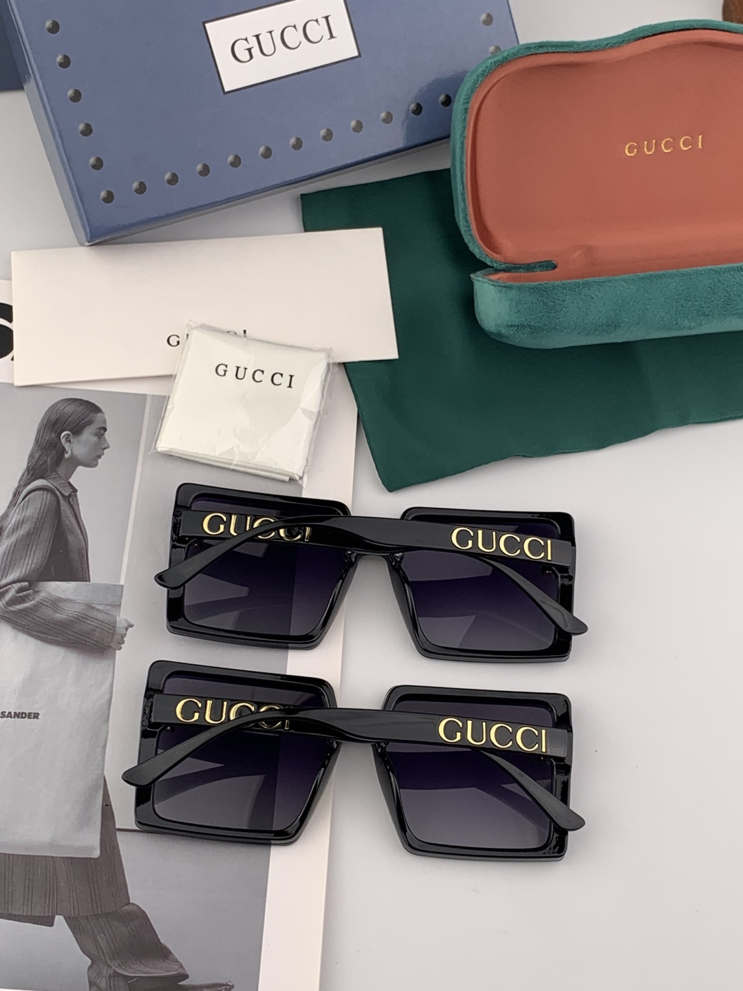 【TR偏光系列】 Gucci联名系列限量版经典的方框设计，不挑脸型，无论搭配大衣还是连衣裙都非常显气质 