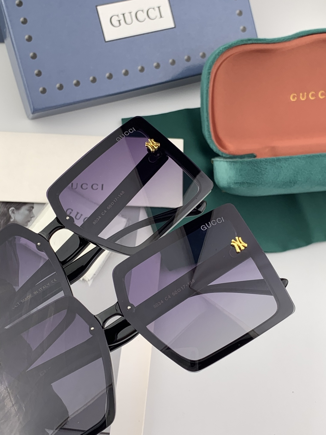 【TR偏光系列】 Gucci联名系列限量版经典的方框设计，不挑脸型，无论搭配大衣还是连衣裙都非常显气质 