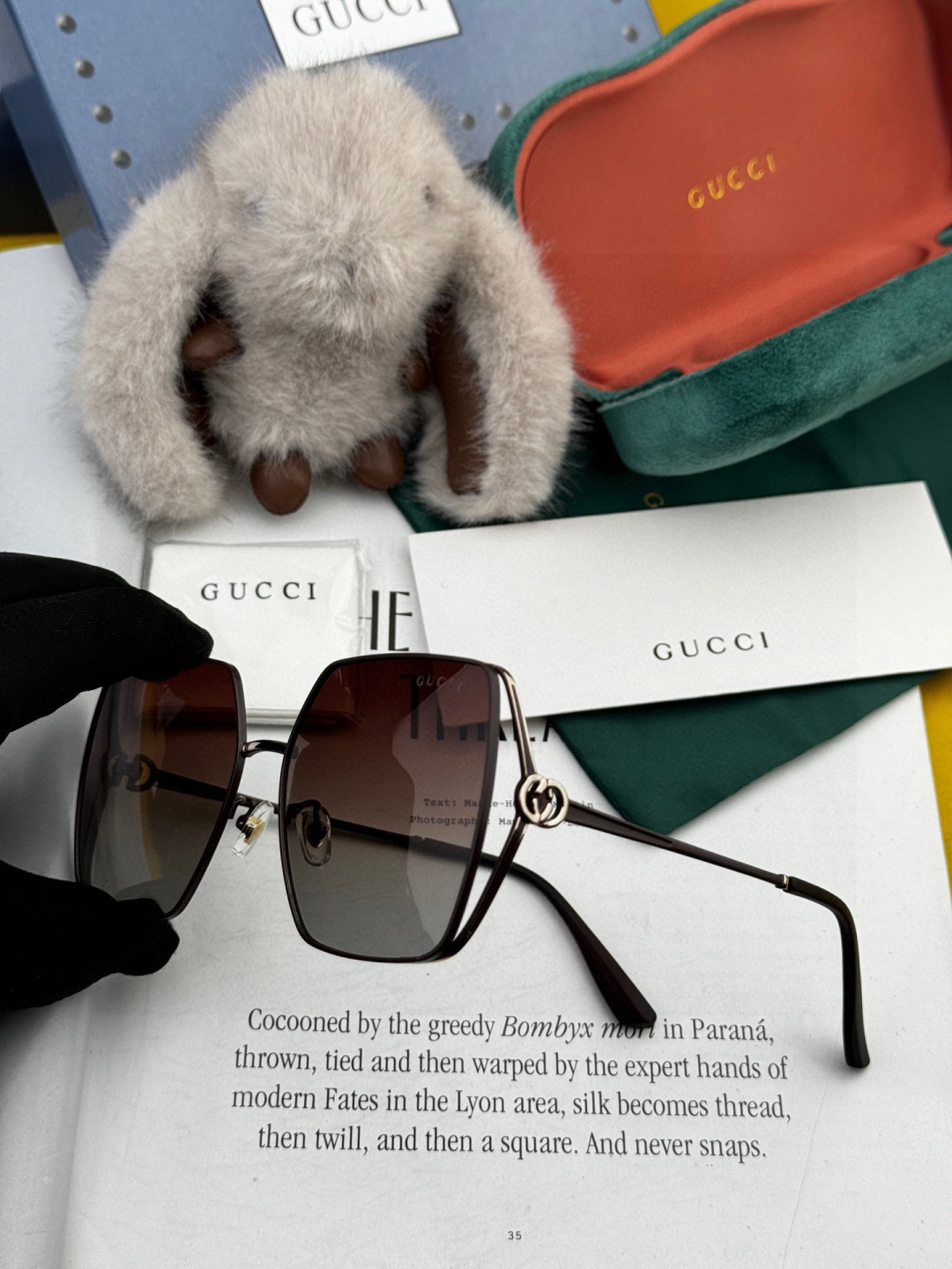 🔺 【GUCCI】2025开春新款 潮流爆款 时尚方框偏光太阳镜 高品质 佩戴舒适 网红潮款墨镜 女士高