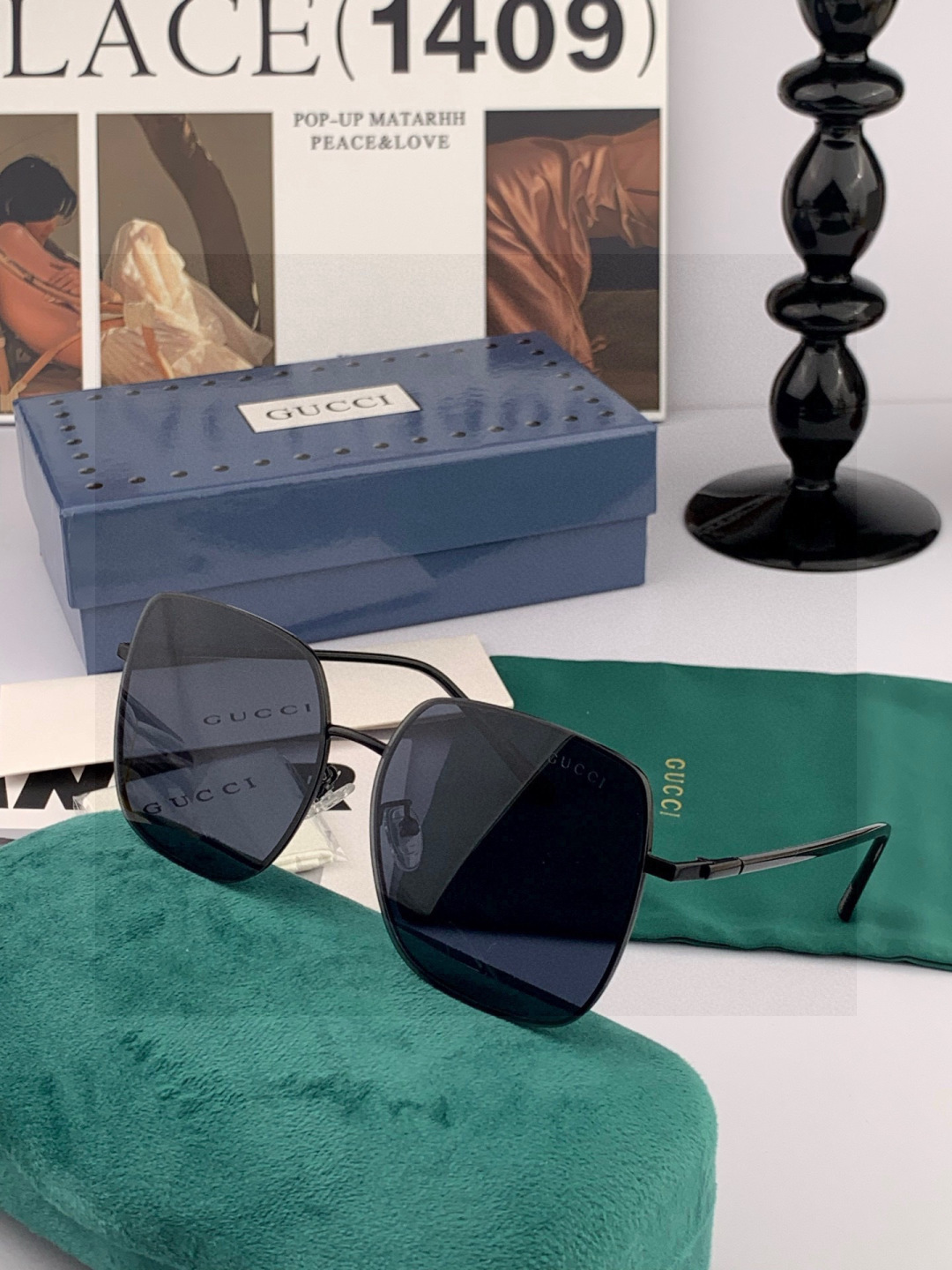 GUCCI 男款炫彩飞行员偏光太阳镜 ❤️材质：高清尼龙加厚卡槽高清偏光镜片 🌹无边框镜架💕颜👍型号：G