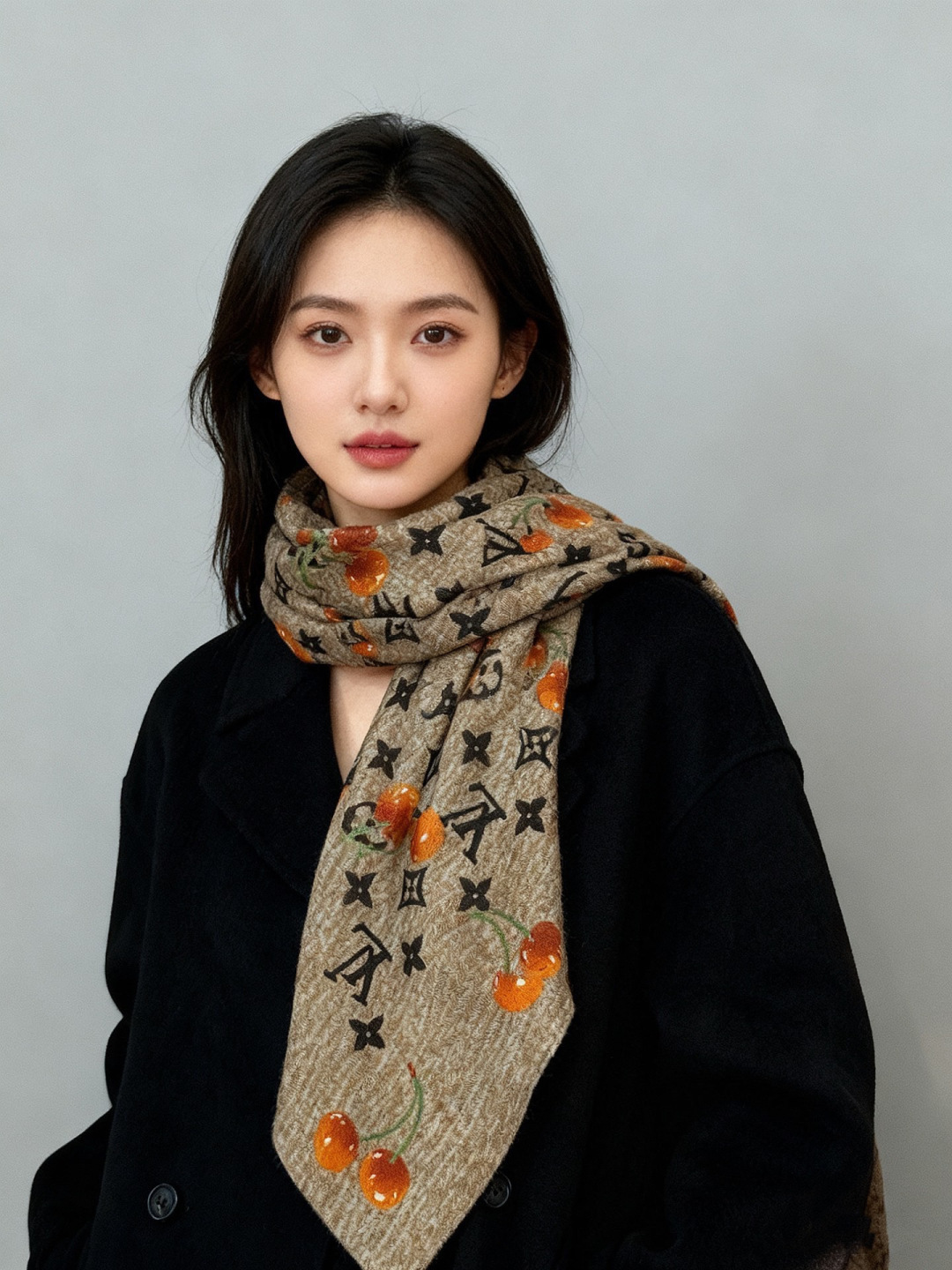 LV X TM MONOGRAMCERISE 140丝绒方巾【140双面丝绒同色】LV × TM Mon