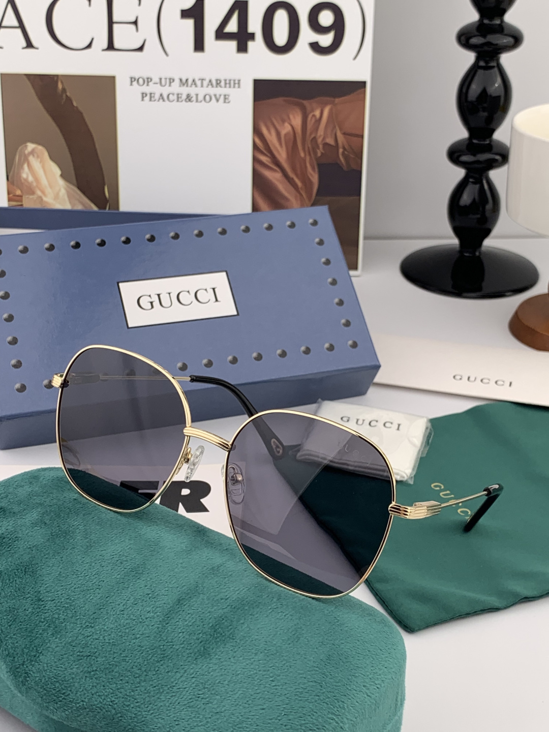 【偏光系列太阳镜】🎈原版出货GUCCI网红超爆款💙经典奢华全球风[强][酷][亲亲] 时尚圆框太阳镜[得