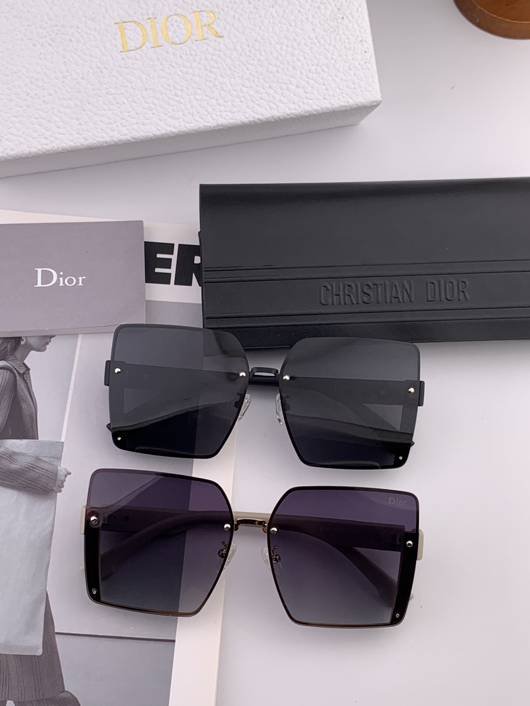 DIOR 2025新款女士方框太阳眼镜 开车墨镜 新款金属无框太阳镜 时尚大方 舒适轻盈 精致奢华 超轻