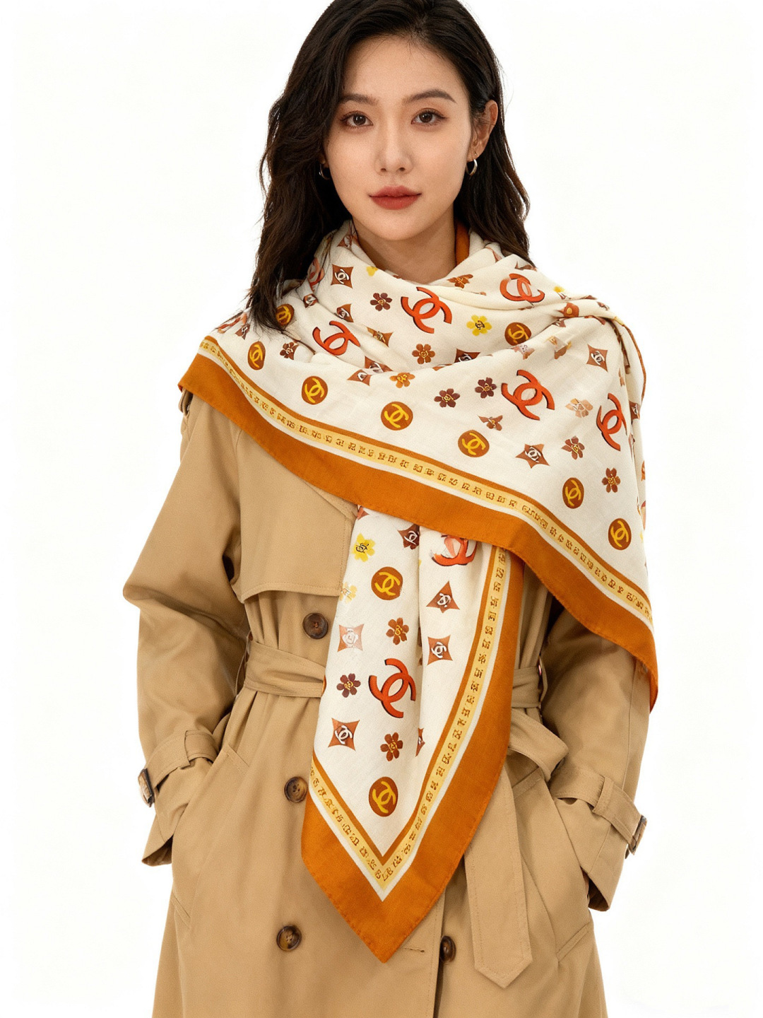 香奈儿上新❤️【Chanel】 经典茶花优雅Coco风，Chanel最新丝绒大方巾~气质到骨子里，香奶奶