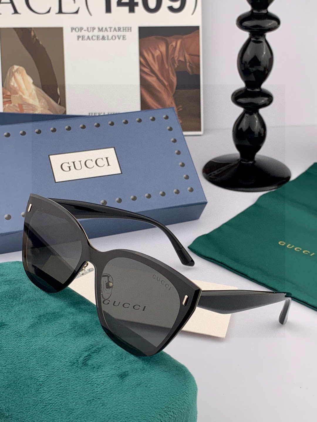 GUCCI 新款连体尼龙偏光太眼镜，情侣款时尚方框太阳镜佩戴舒适网红潮流款墨镜，大气女人范儿，大脸小脸都