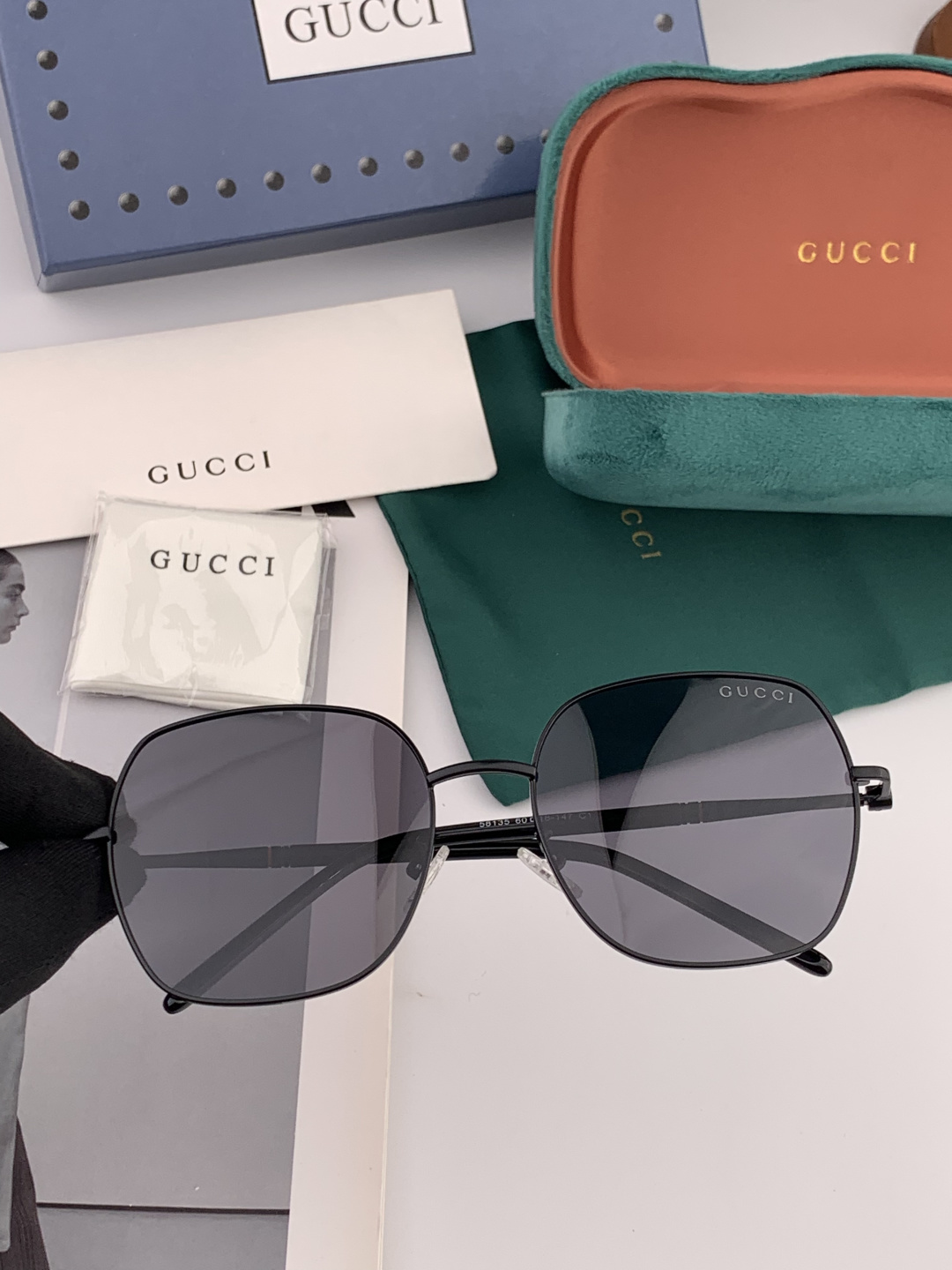 🔺 【GUCCI】2025开春新款 潮流爆款 时尚方框偏光太阳镜 高品质 佩戴舒适 网红潮款墨镜 女士高