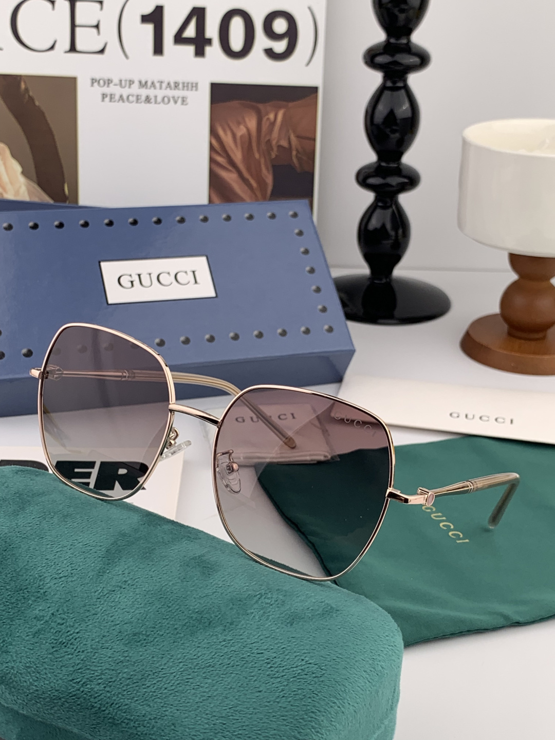 🔺 【GUCCI】2025开春新款 潮流爆款 时尚方框偏光太阳镜 高品质 佩戴舒适 网红潮款墨镜 女士高
