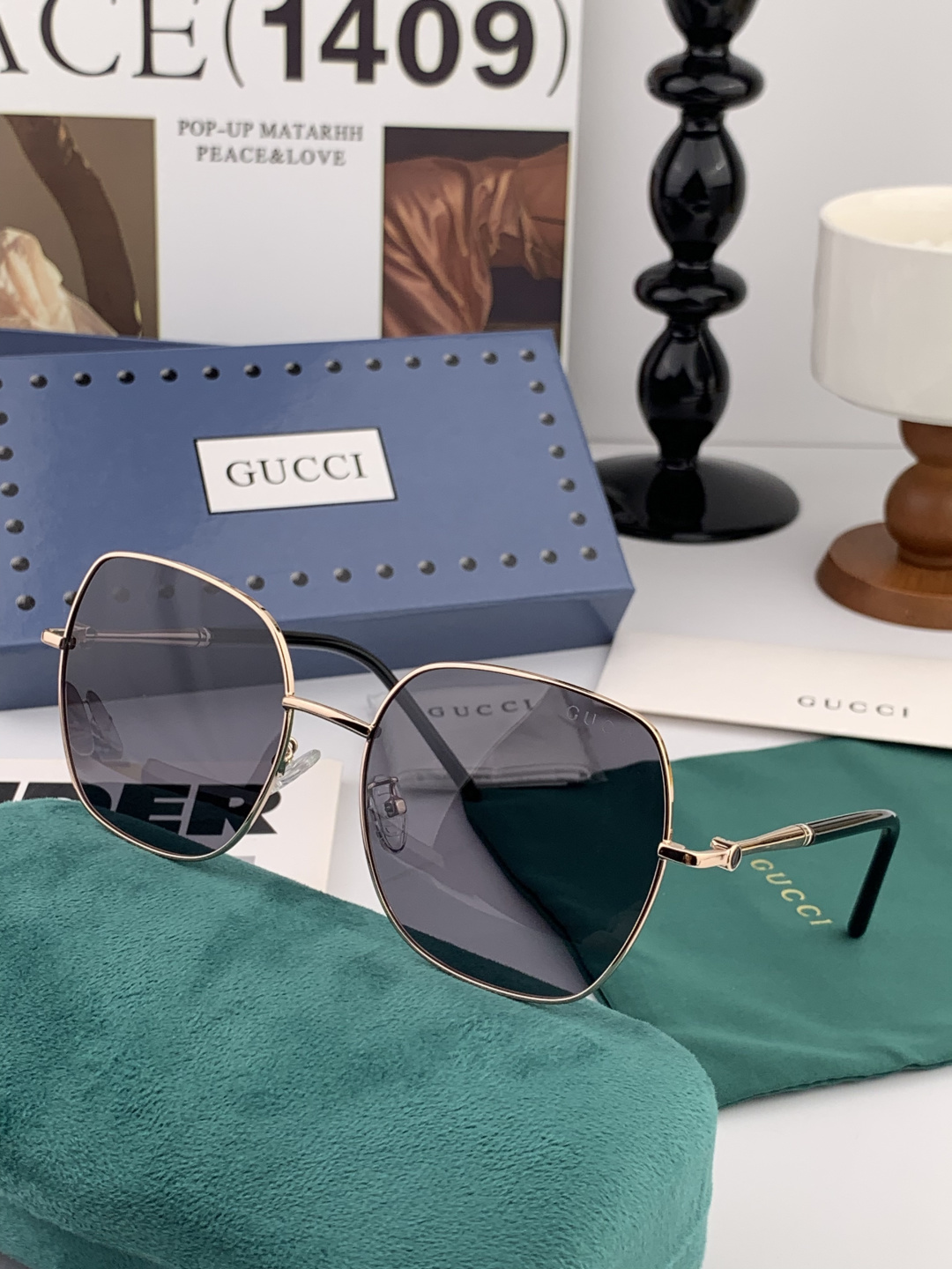 🔺 【GUCCI】2025开春新款 潮流爆款 时尚方框偏光太阳镜 高品质 佩戴舒适 网红潮款墨镜 女士高