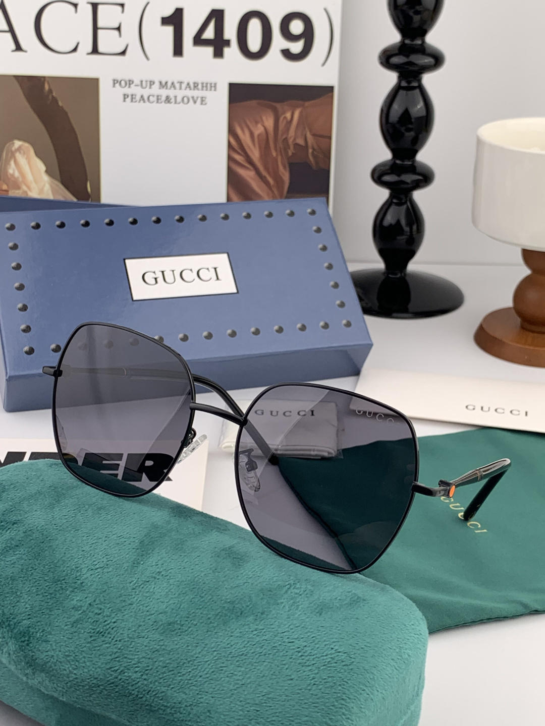 🔺 【GUCCI】2025开春新款 潮流爆款 时尚方框偏光太阳镜 高品质 佩戴舒适 网红潮款墨镜 女士高