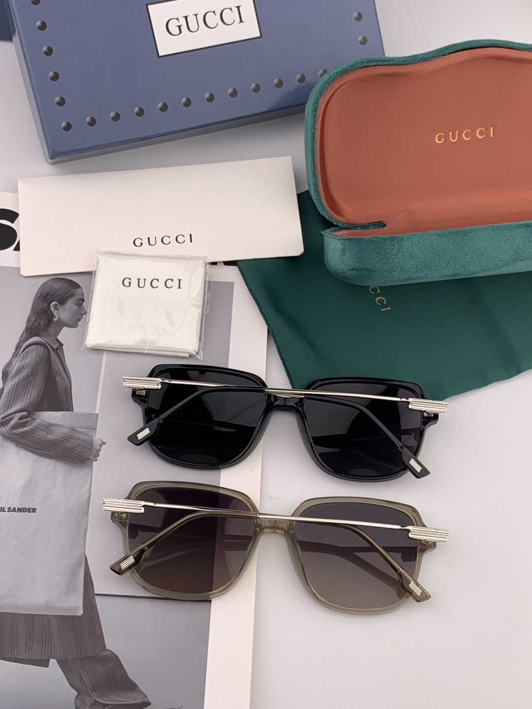 🔺 【GUCCI】2025开春新款 潮流爆款 时尚方框偏光太阳镜 高品质 佩戴舒适 网红潮款墨镜 女士高