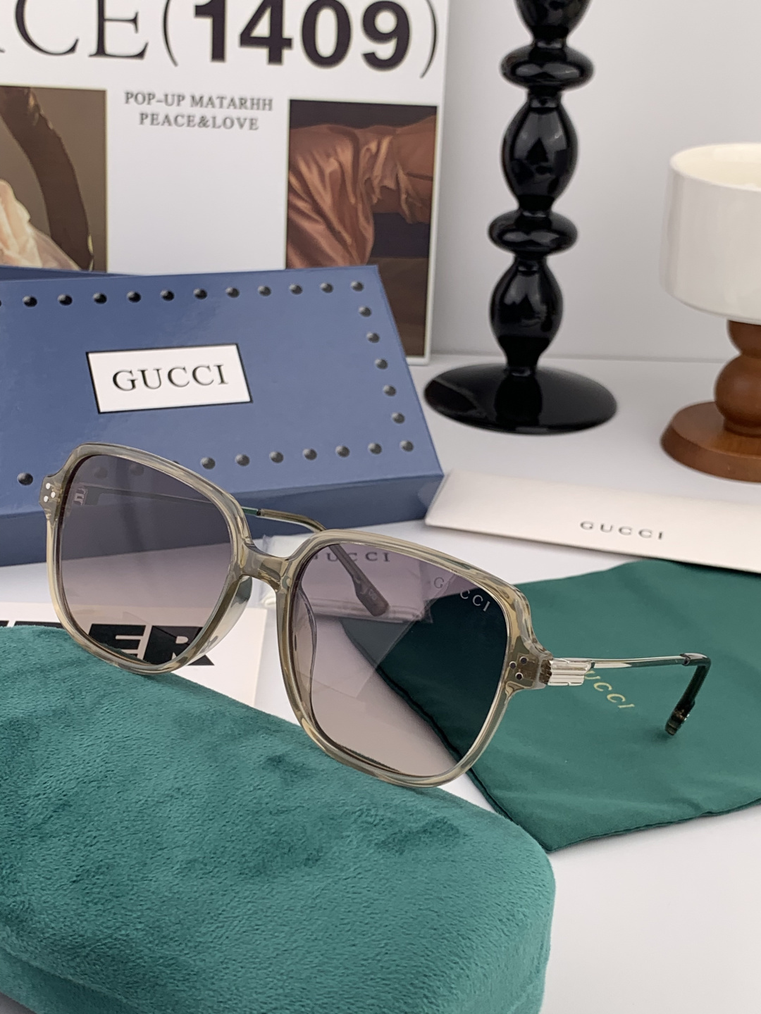 🔺 【GUCCI】2025开春新款 潮流爆款 时尚方框偏光太阳镜 高品质 佩戴舒适 网红潮款墨镜 女士高