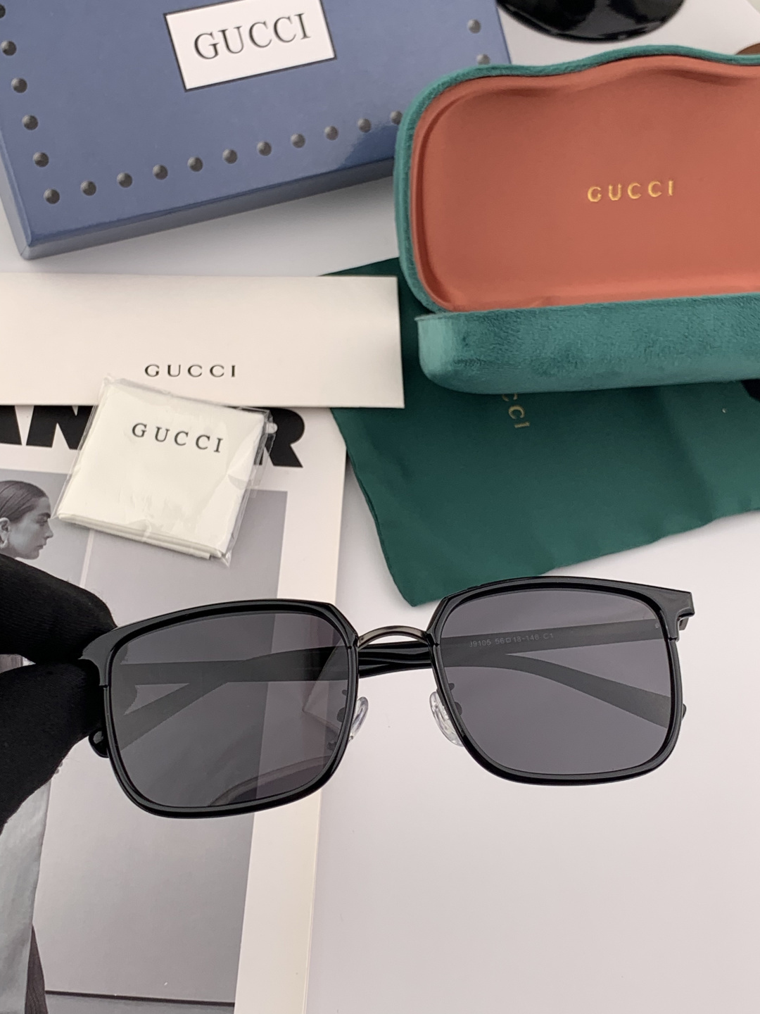 Gucci 。 高品质男女款墨镜 👍 进口宝丽来偏光镜片 。蛤蟆镜 开车钓鱼都可 。百搭显瘦墨镜韩版男士