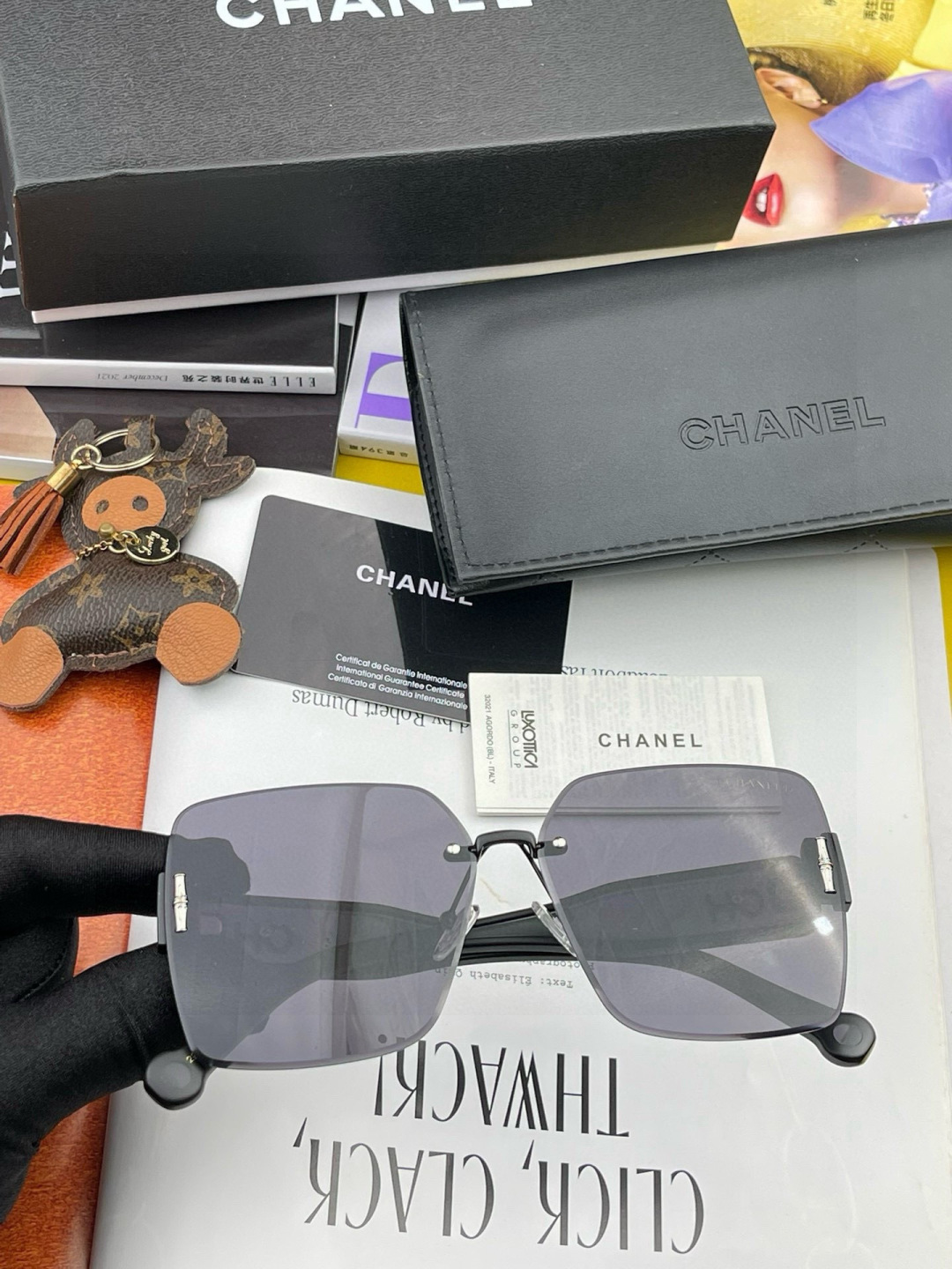 🔺 【香奈儿】2025开春新款 潮流爆款 时尚方框偏光太阳镜 高品质 佩戴舒适 网红潮款墨镜 女士高清加