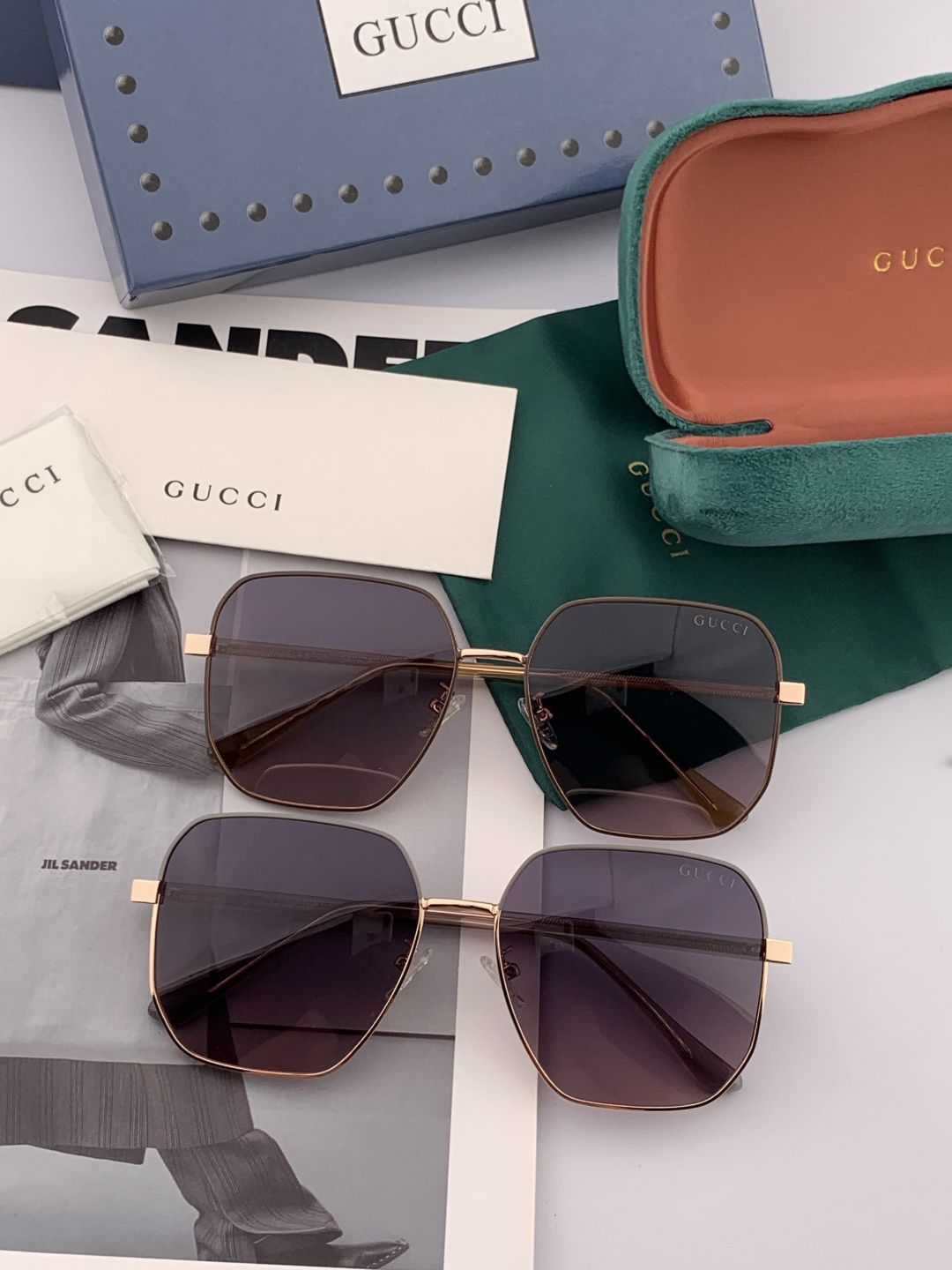 【偏光系列】Gucci 经典的方框设计，不挑脸型，无论搭配大衣还是连衣裙都非常显气质尼龙偏光镜片预防紫外