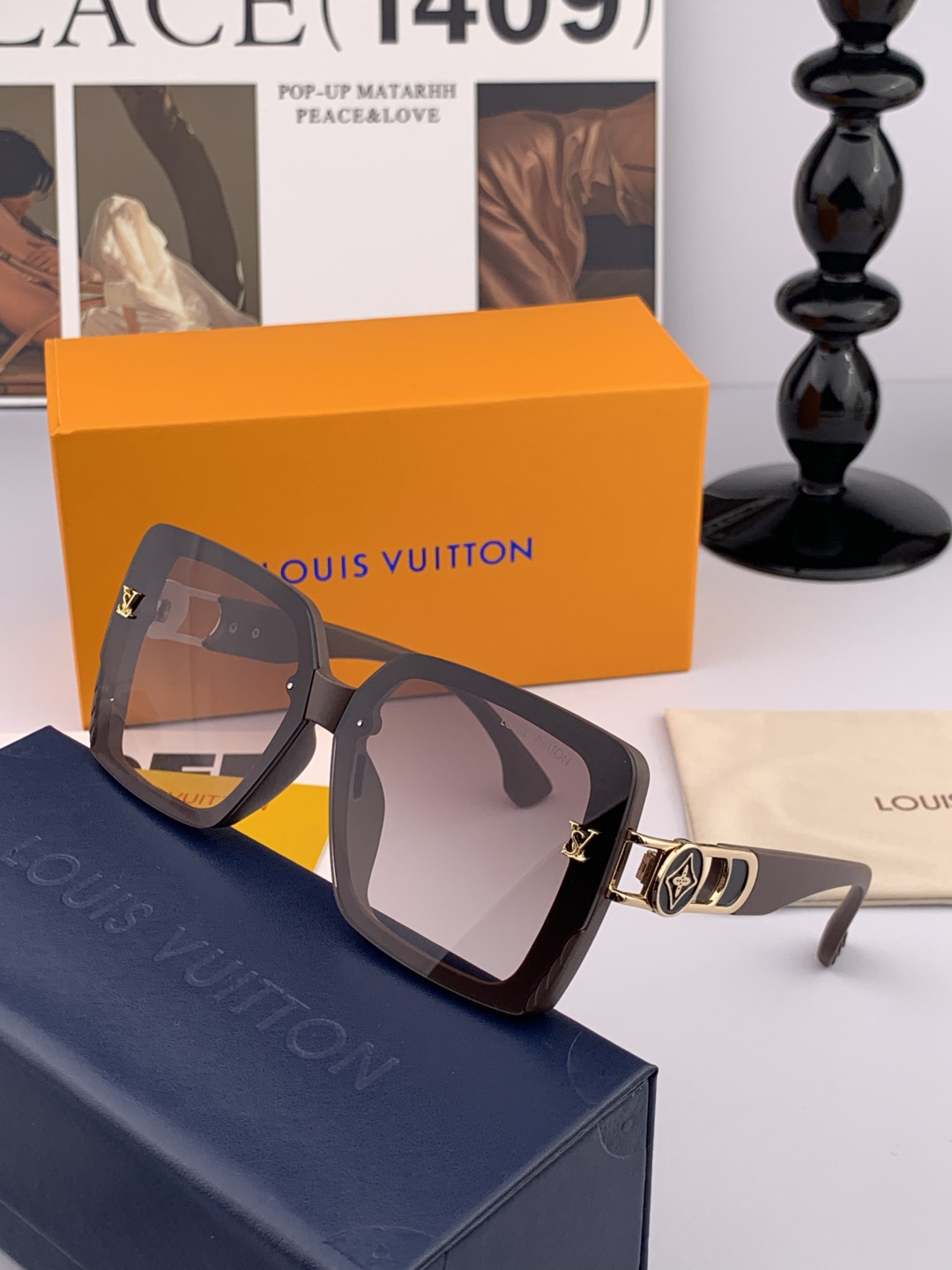 【TR偏光系列】lv大框太阳镜墨镜经典的方框设计，不挑脸型，无论搭配大衣还是连衣裙都非常显气质偏光镜片预