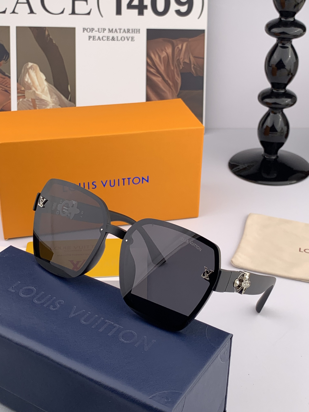 【TR偏光系列】lv大框太阳镜墨镜经典的方框设计，不挑脸型，无论搭配大衣还是连衣裙都非常显气质偏光镜片预