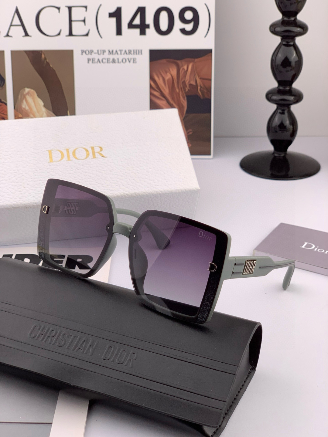 【DIOR-迪奥】开春新款 潮流爆款 时尚方框偏光太阳镜 高品质 佩戴舒适 网红潮款墨镜 型号 CD09