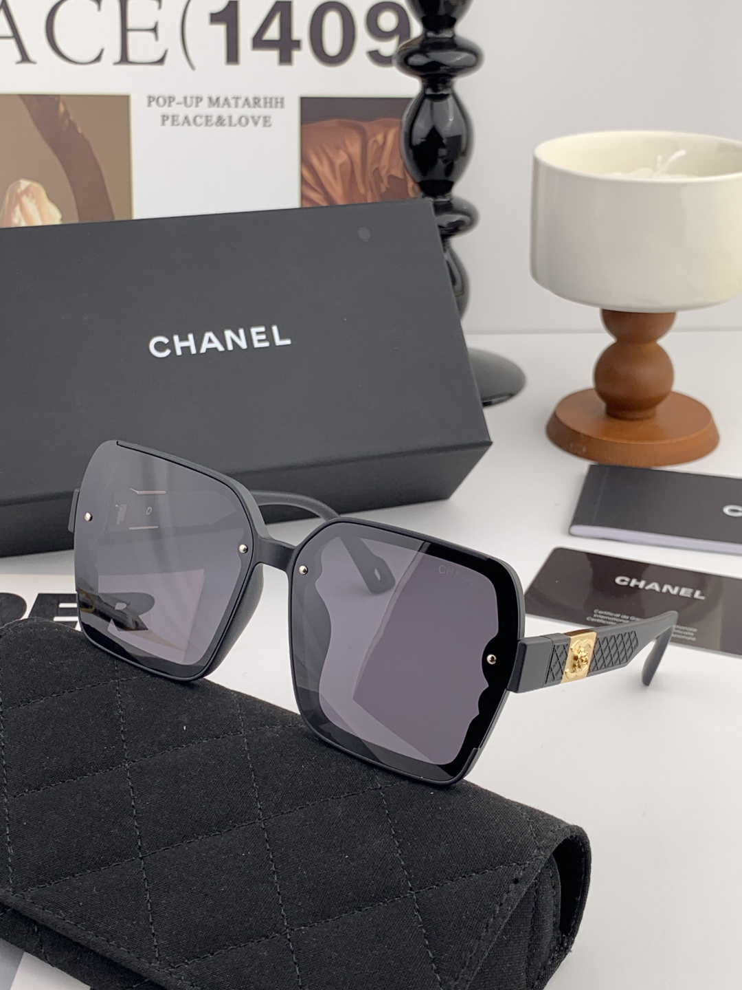 【CHANEL】香奈儿 新款潮流爆款 时尚方框太阳镜 佩戴舒适 网红潮款墨镜 女士高清加厚偏光太阳镜🕶️