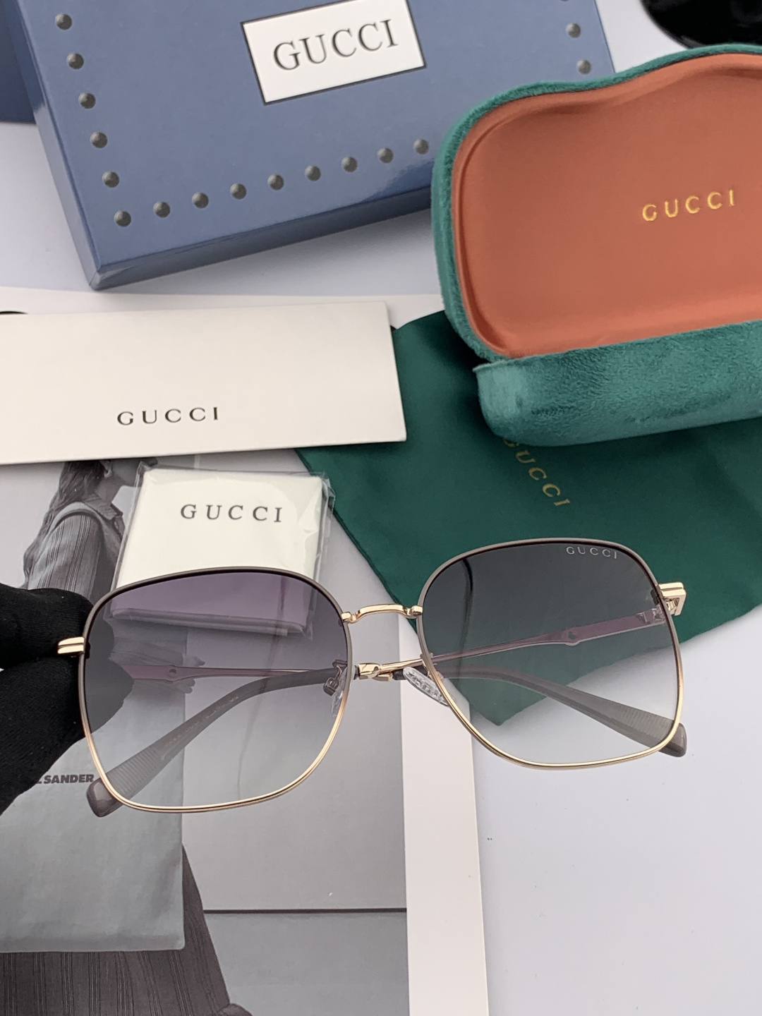 【尼龙偏光系列】GUCCI太阳镜墨圆框设计，不挑脸型，无论搭配大衣还是连衣裙都非常显气质尼龙偏光镜片预防