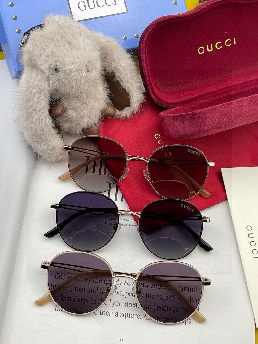 GUCCI 开春新款 最新款圆框太阳镜 各路网红纷纷带起气场满分‼️ 俏皮甜美.上脸效果更佳.金属质感超