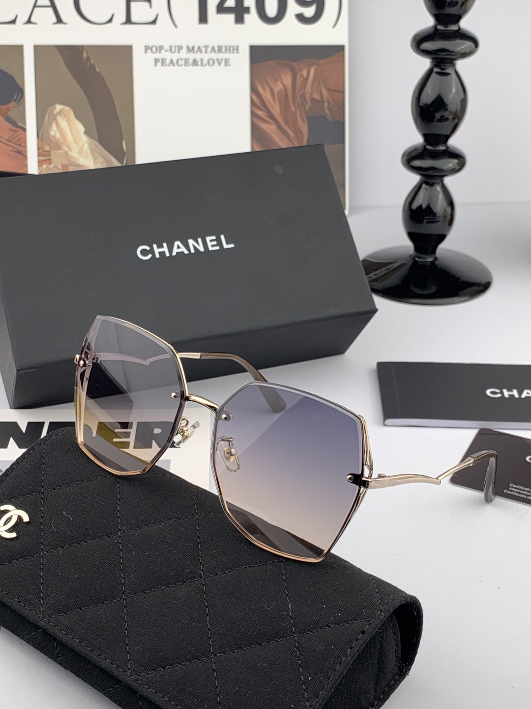 🔺 【香奈儿-尼龙偏光太阳镜】开春新款 潮流爆款 时尚多边形偏光太阳镜 高品质 佩戴舒适 网红潮款墨镜 