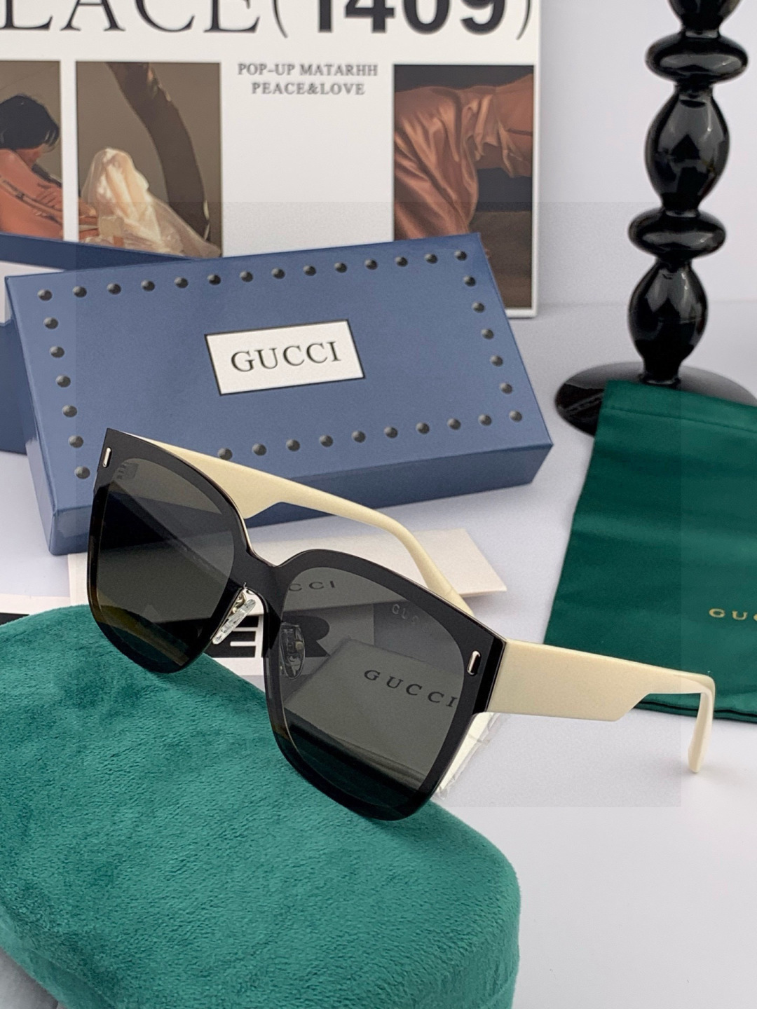 GUCCI 新款连体尼龙偏光太眼镜，情侣款时尚方框太阳镜佩戴舒适网红潮流款墨镜，大气女人范儿，大脸小脸都
