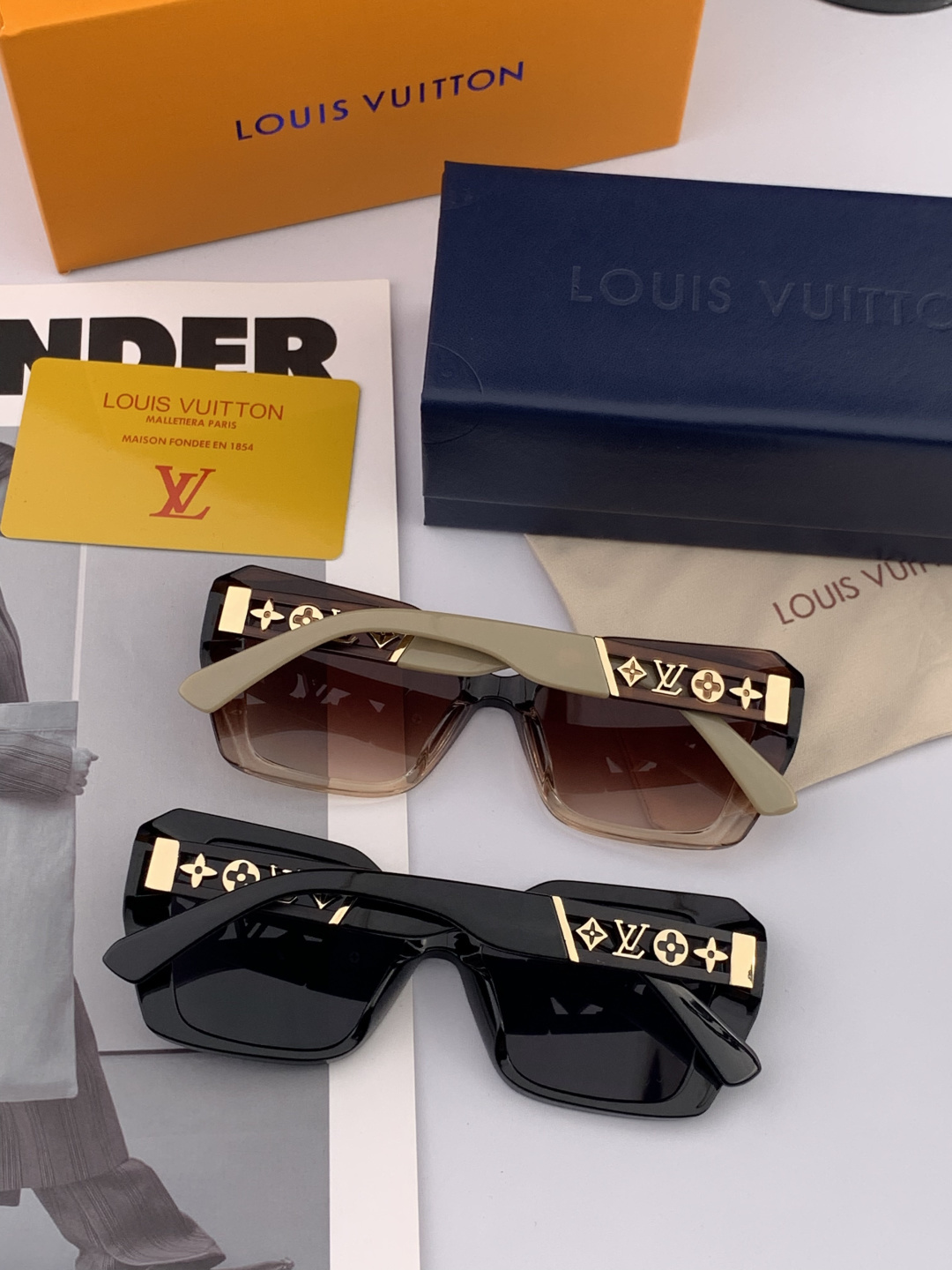 LV 开春新款 潮流爆款 时尚方框太阳镜 高品质 佩戴舒适 网红潮款墨镜 型号L5230