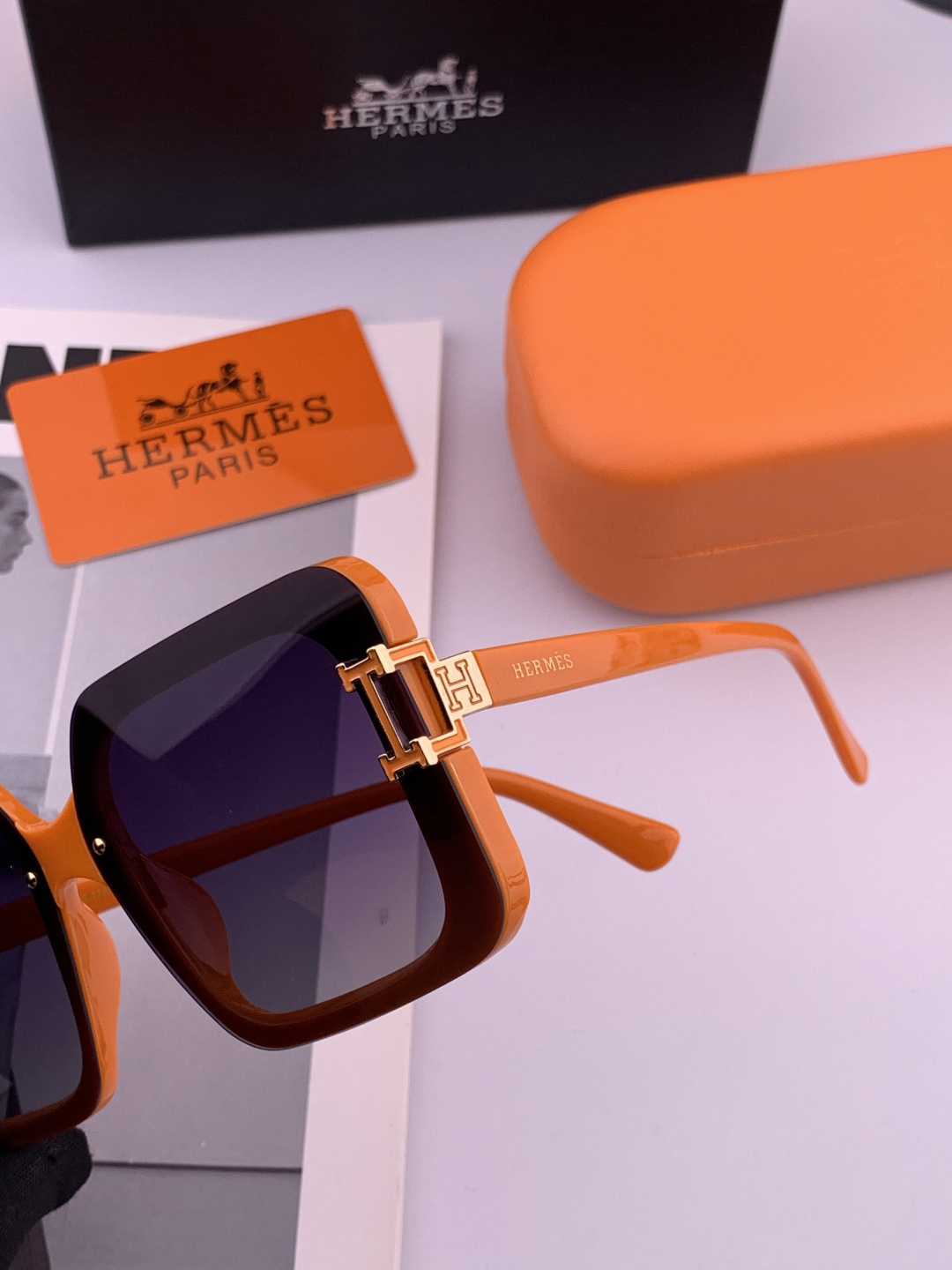新款 爱马仕女士偏光太阳镜🕶️ 宝丽来高清镜片🎉高品质TR-90镜框 时尚百搭！型号：H3881