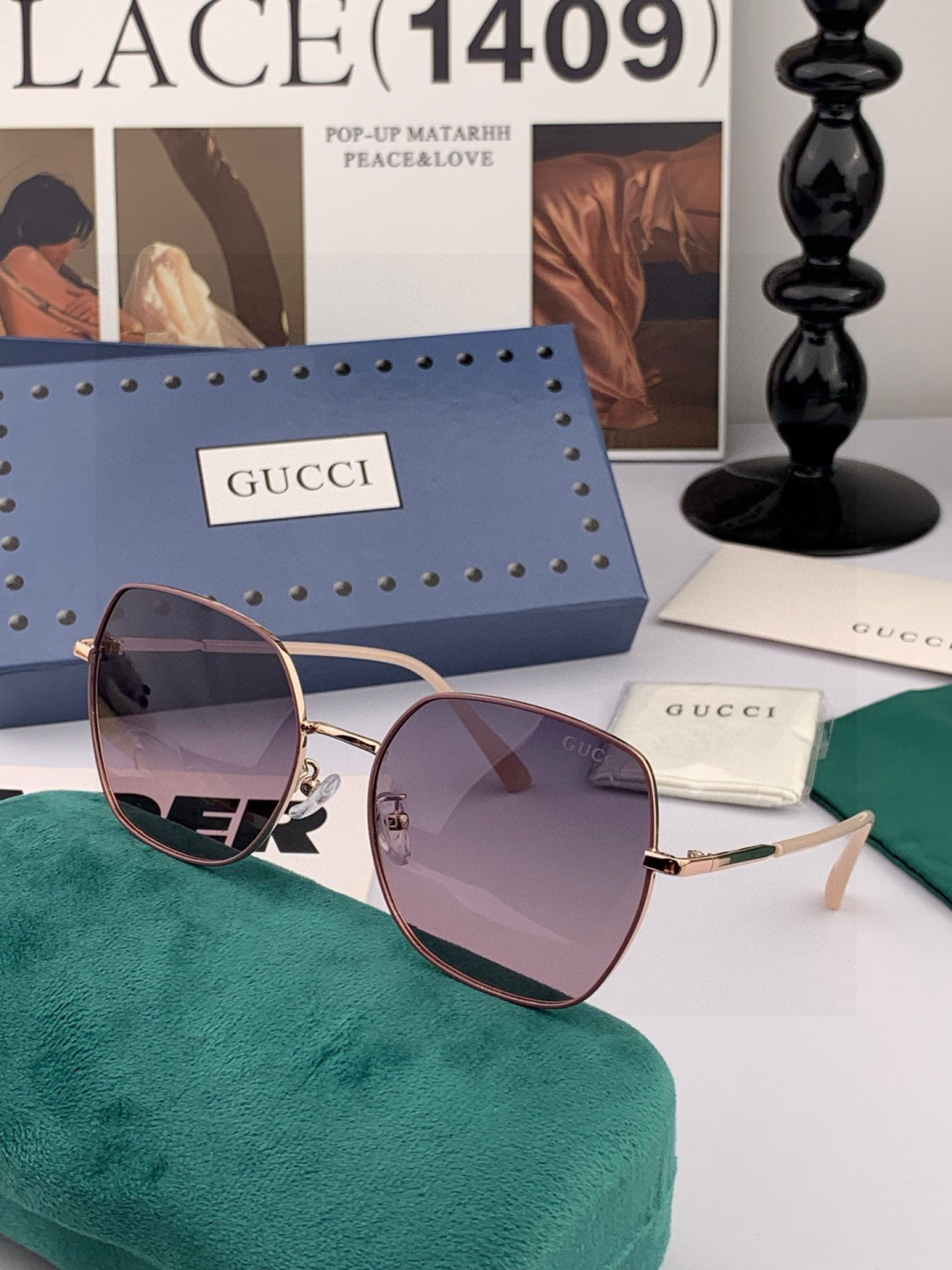 🔺 【GUCCI-偏光太阳镜】开春新款 潮流爆款 时尚圆框偏光太阳镜 高品质 佩戴舒适 网红潮款墨镜 女