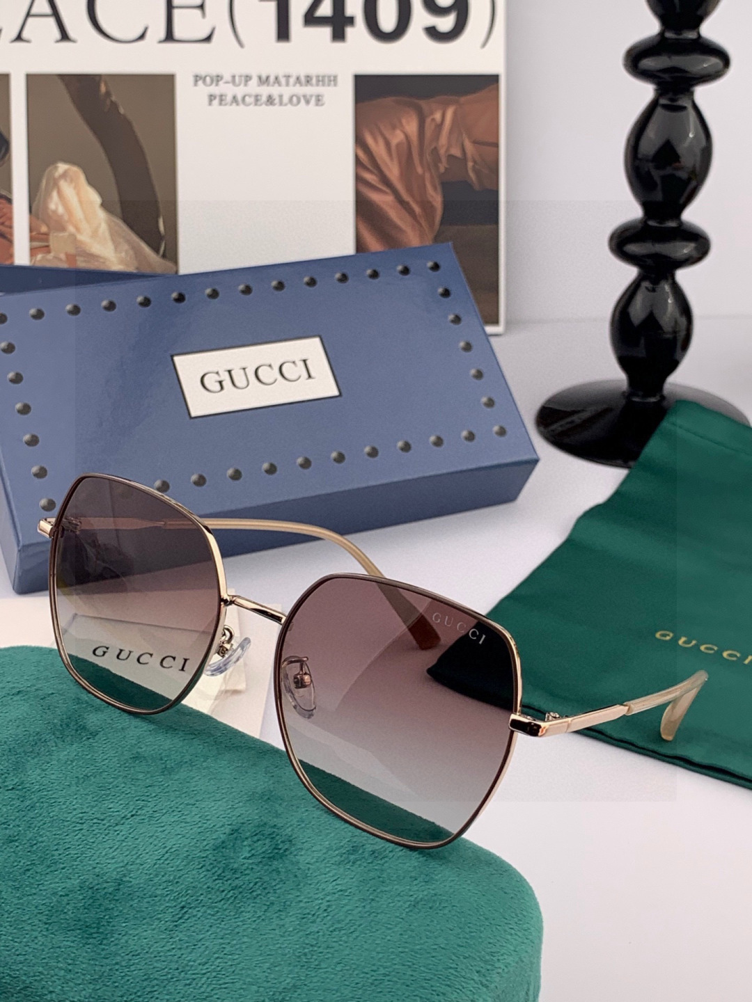 🔺 【GUCCI-偏光太阳镜】开春新款 潮流爆款 时尚圆框偏光太阳镜 高品质 佩戴舒适 网红潮款墨镜 女