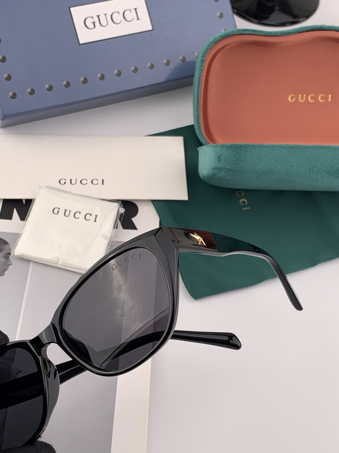 🔺 【GUCCI】开春新款 潮流爆款 时尚方框偏光太阳镜 高品质 佩戴舒适 网红潮款墨镜 女士高清尼龙偏