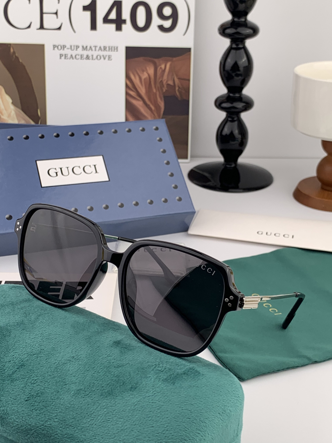 🔺 【GUCCI】开春新款 潮流爆款 时尚方框偏光太阳镜 高品质 佩戴舒适 网红潮款墨镜 女士高清尼龙偏