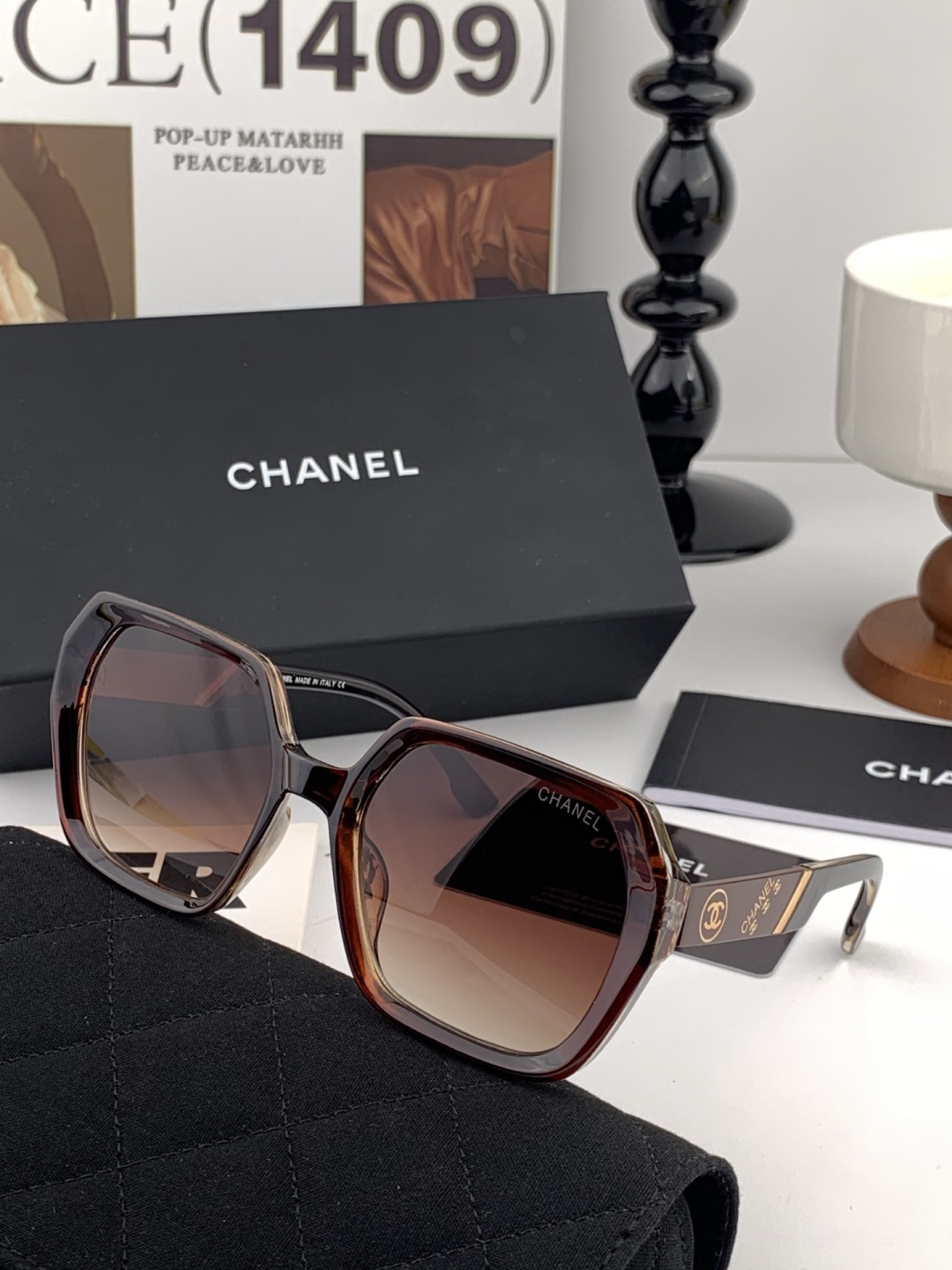 【CHANEL】香奈儿 新款潮流爆款 时尚方框太阳镜 佩戴舒适 网红潮款墨镜 女士高清加厚偏光太阳镜🕶️