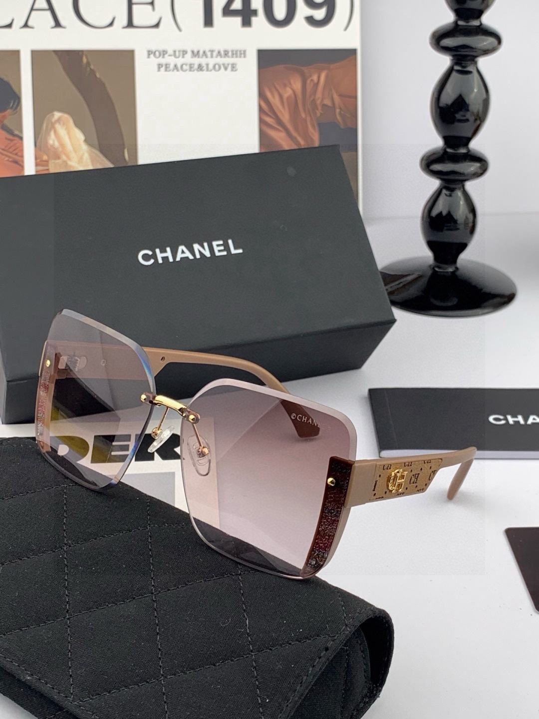 🔺 【香奈儿】开春新款 潮流爆款 时尚方框太阳镜 高品质 佩戴舒适 网红潮款墨镜 女士高清加厚偏光太阳镜