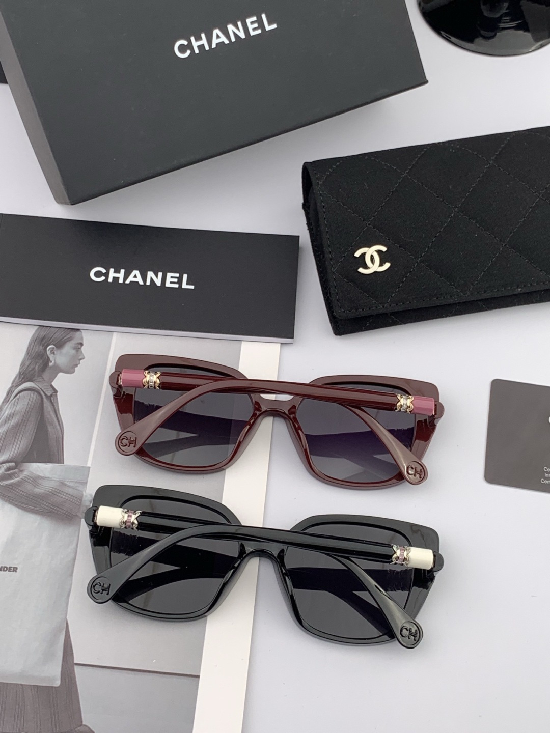 【CHANEL】香奈儿 新款潮流爆款 时尚方框太阳镜 佩戴舒适 网红潮款墨镜 女士高清加厚偏光太阳镜🕶️