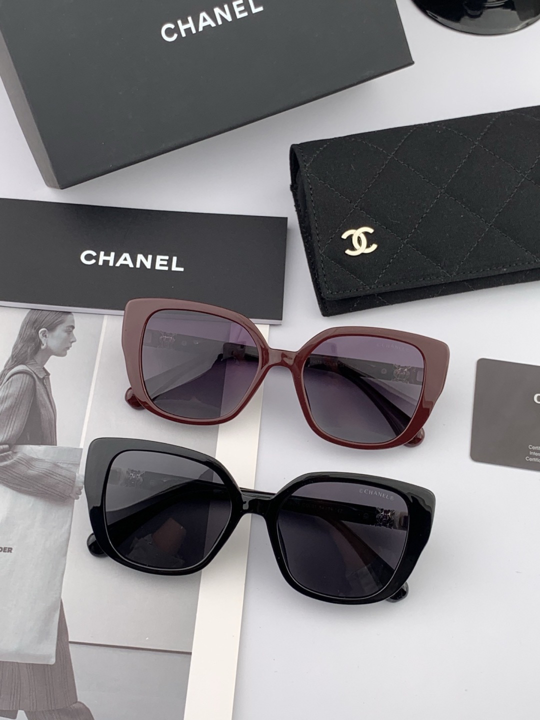 【CHANEL】香奈儿 新款潮流爆款 时尚方框太阳镜 佩戴舒适 网红潮款墨镜 女士高清加厚偏光太阳镜🕶️