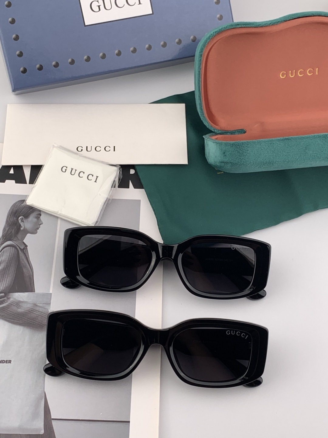 🔺 【GUCCI】开春新款 潮流爆款 时尚方框偏光太阳镜 高品质 佩戴舒适 网红潮款墨镜 女士高清尼龙偏