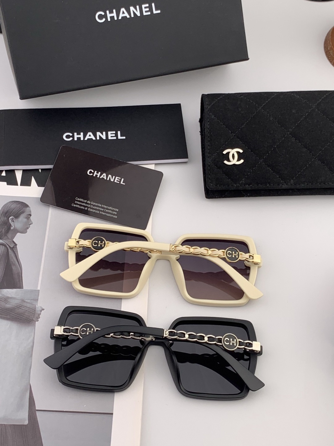 香奈儿 开春新款太阳镜 各路网红纷纷带起气场满分‼️ 俏皮甜美.上脸效果更佳.金属质感超好 型号：CH0