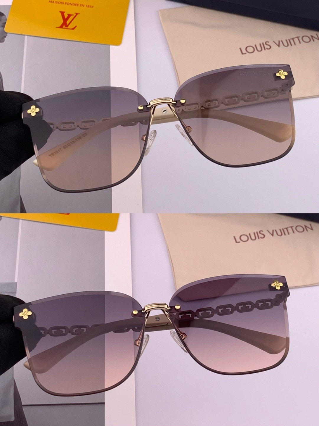 lv大框太阳镜墨镜经典的方框设计，不挑脸型，无论搭配大衣还是连衣裙都非常显气质尼龙镜片预防紫外线 型号：