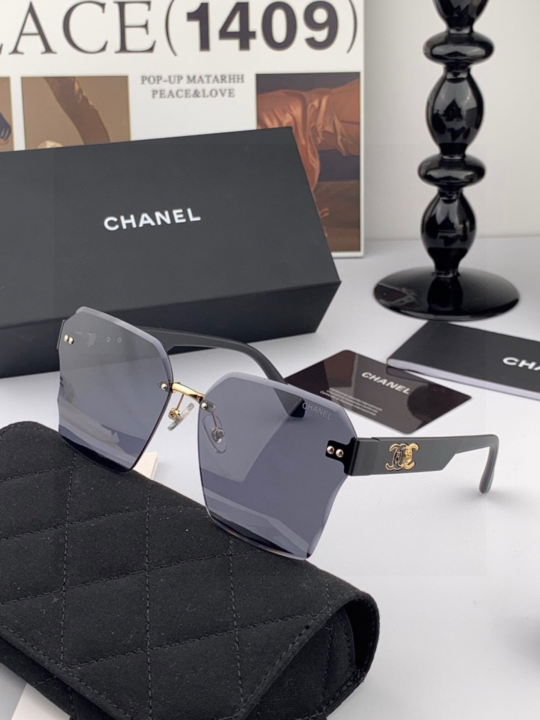 【CHANEL】香奈儿 新款潮流爆款 时尚方框太阳镜 佩戴舒适 网红潮款墨镜 女士高清加厚偏光太阳镜🕶️