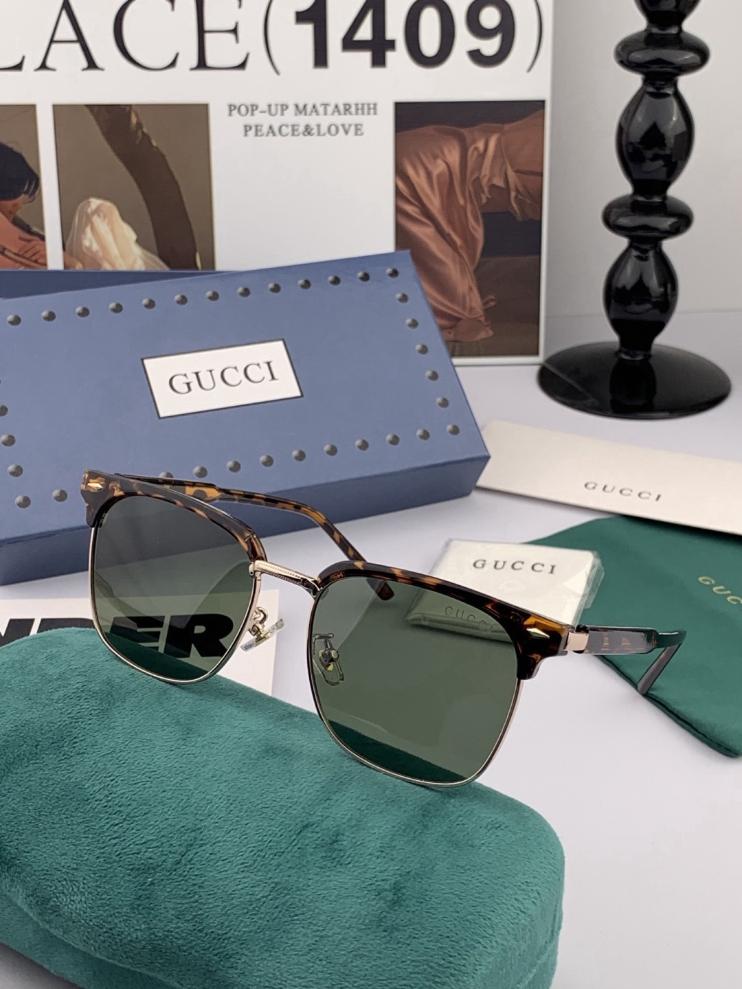 🔺 【GUCCI-偏光太阳镜】开春新款 潮流爆款 时尚方框偏光太阳镜 高品质 佩戴舒适 网红潮款墨镜 女
