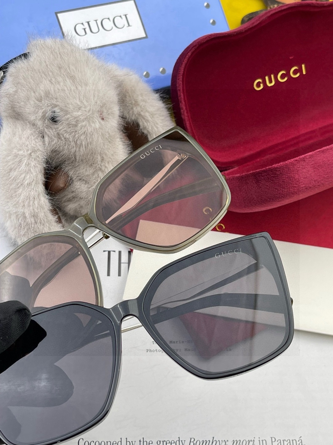 🔺 【GUCCI】开春新款 潮流爆款 时尚方框偏光太阳镜 高品质 佩戴舒适 网红潮款墨镜 女士高清尼龙偏