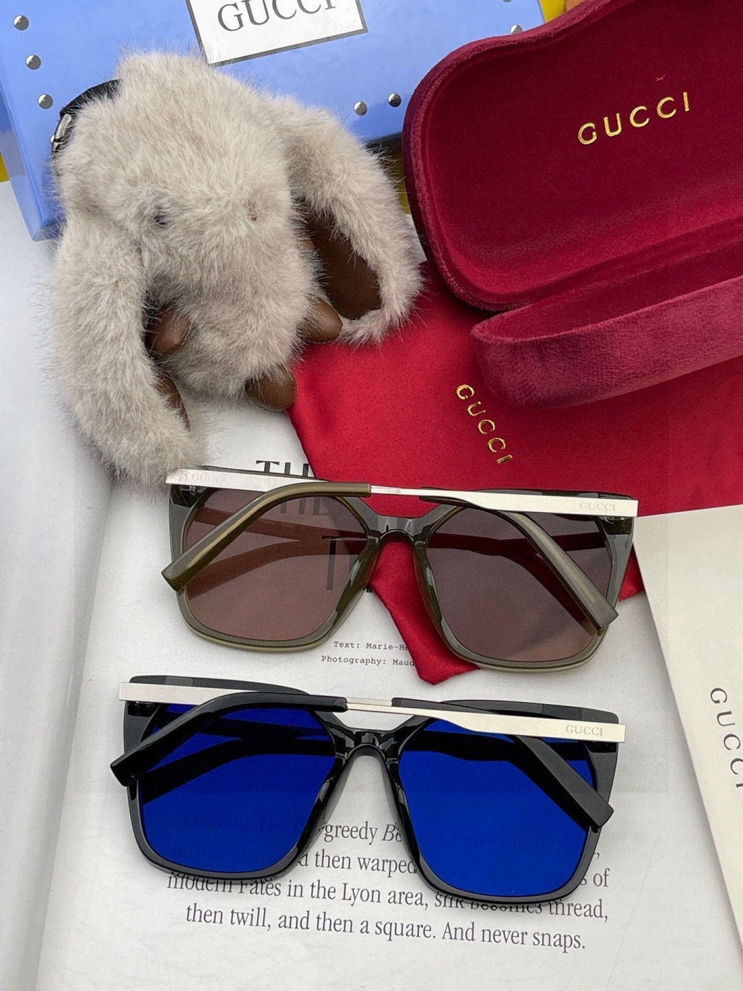 🔺 【GUCCI】开春新款 潮流爆款 时尚方框偏光太阳镜 高品质 佩戴舒适 网红潮款墨镜 女士高清尼龙偏