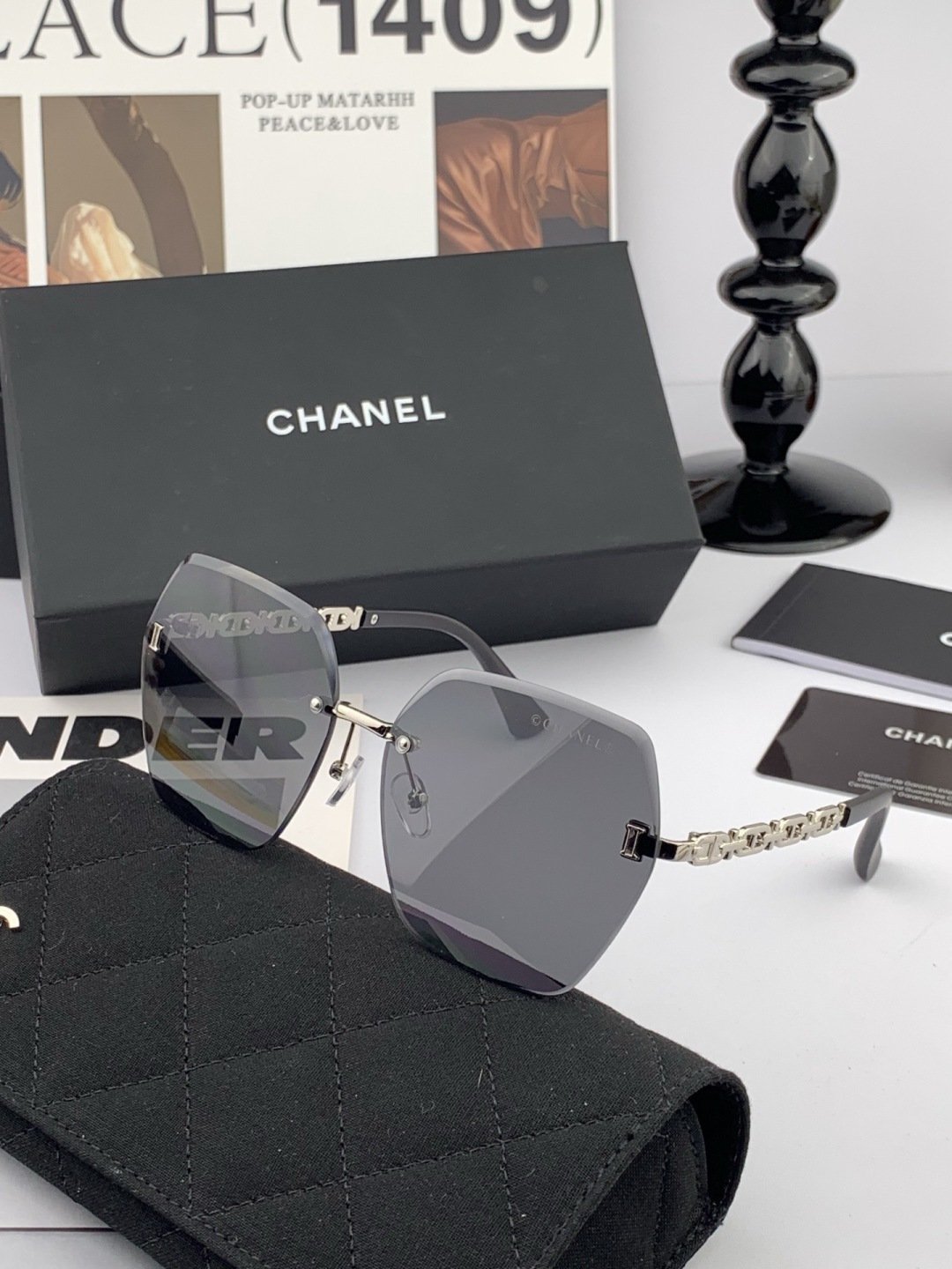 🔺 【香奈儿】开春新款 潮流爆款 时尚方框太阳镜 高品质 佩戴舒适 网红潮款墨镜 女士高清太阳镜🕶️ 🎉