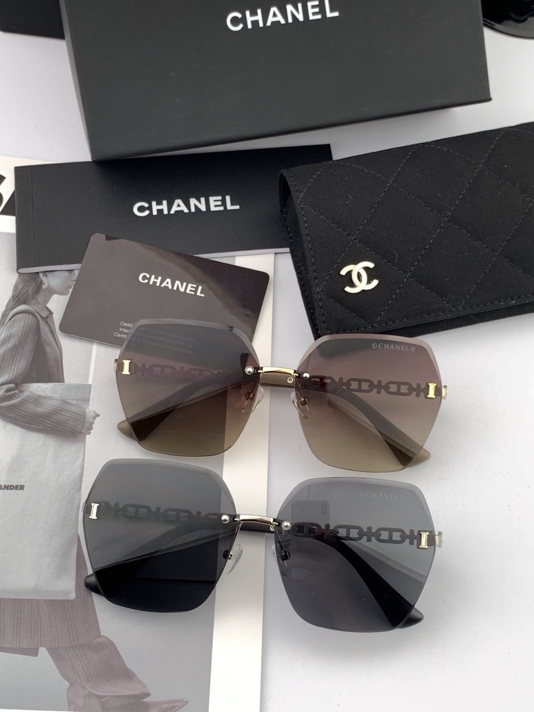 🔺 【香奈儿】开春新款 潮流爆款 时尚方框太阳镜 高品质 佩戴舒适 网红潮款墨镜 女士高清太阳镜🕶️ 🎉