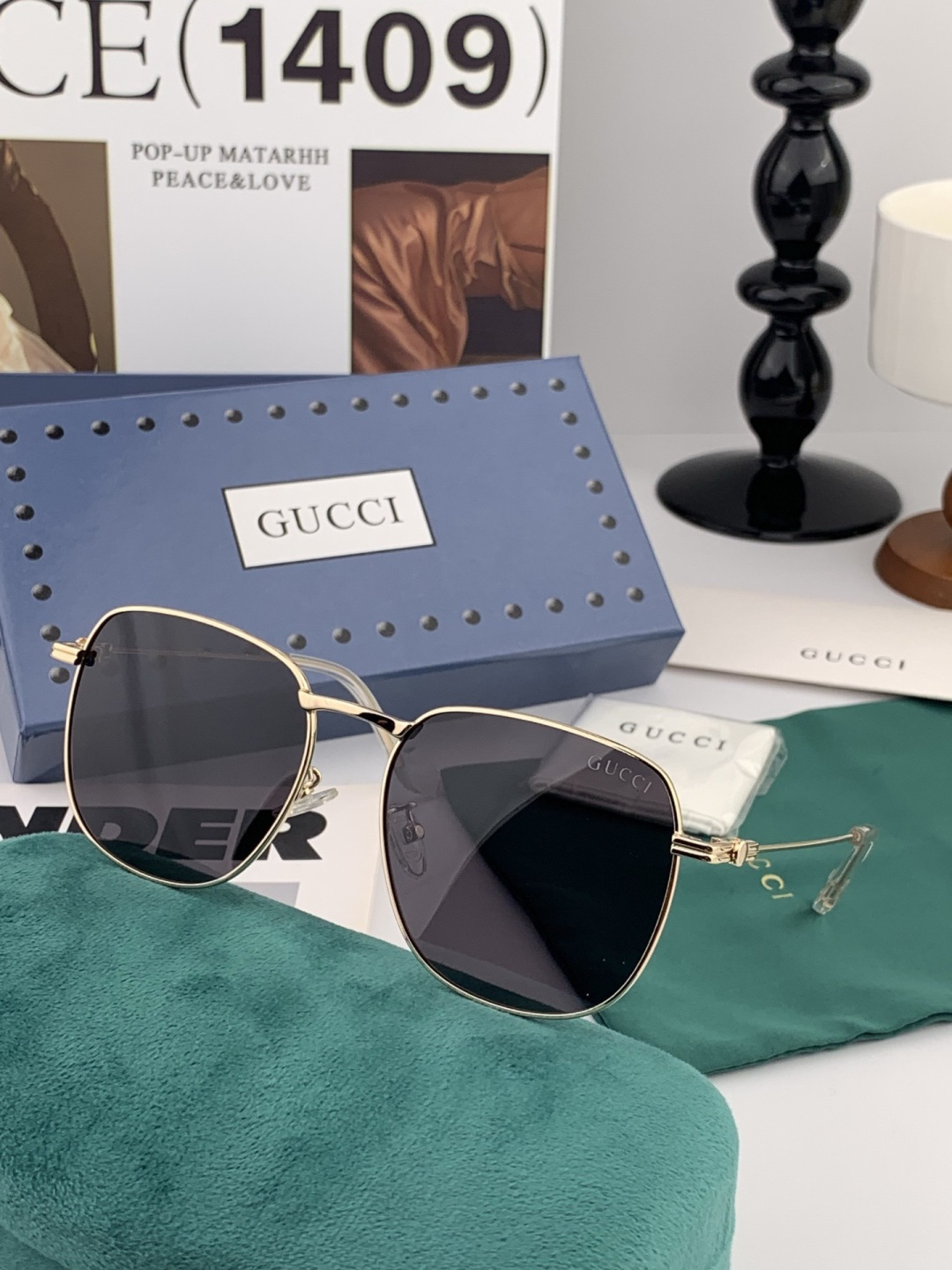 🔺 Gucci 🔻新款 众多明星同款[色]‼️‼️新款大框偏光墨镜 🌈🌈宝丽来超清加厚太阳镜🔝🔝型号：G