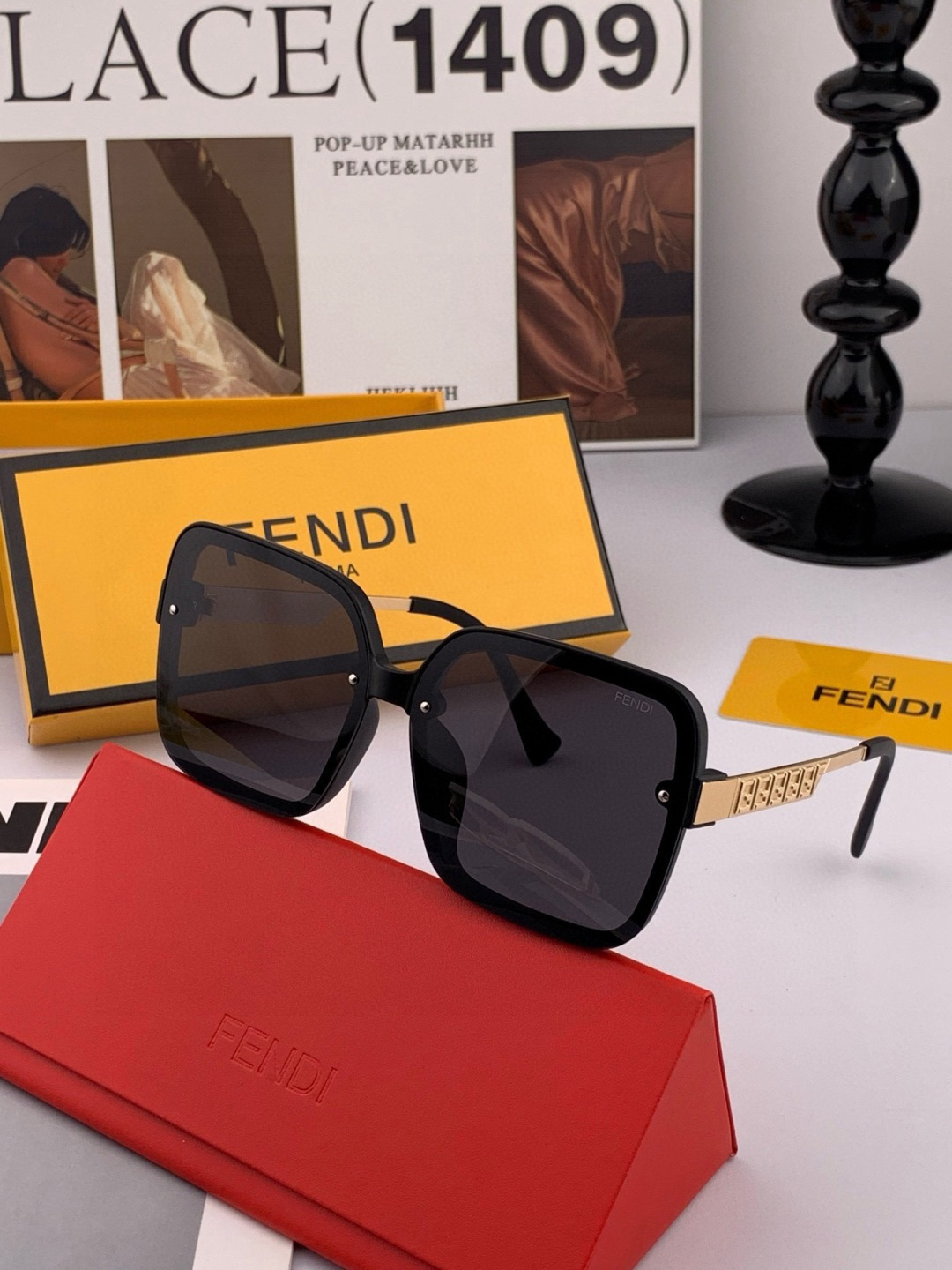 🔺 【芬迪】开春新款 潮流爆款 时尚方框偏光太阳镜 高品质 佩戴舒适 网红潮款墨镜 女士高清偏光太阳镜🕶