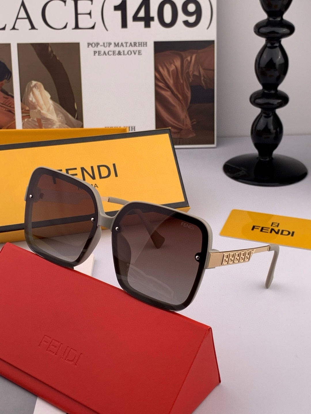 🔺 【芬迪】开春新款 潮流爆款 时尚方框偏光太阳镜 高品质 佩戴舒适 网红潮款墨镜 女士高清偏光太阳镜🕶